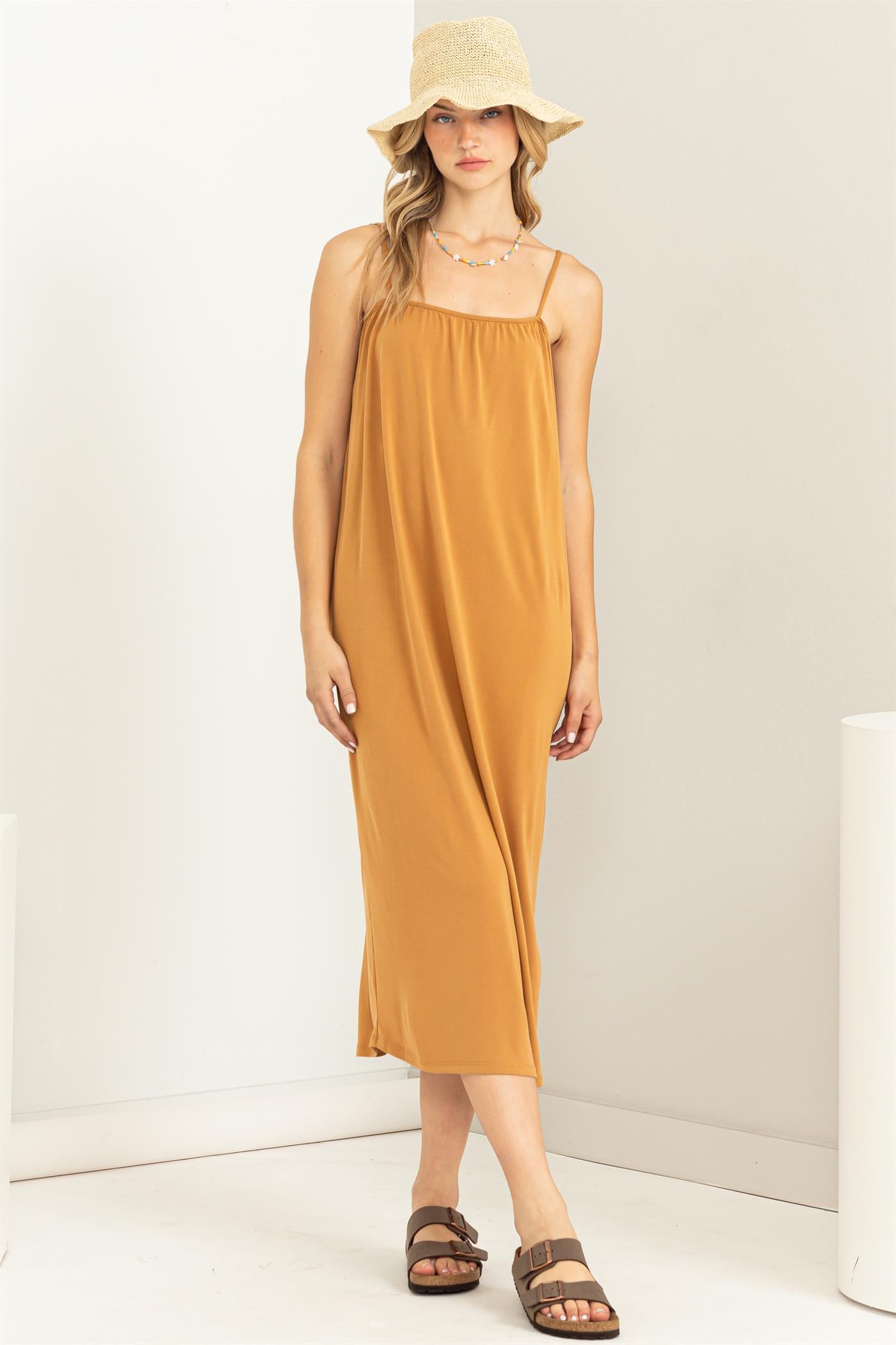 Wholesale Extra Love Tie-Back Midi Dress Dresses DZ22G696 BROWN SUGAR DOUBLE ZERO