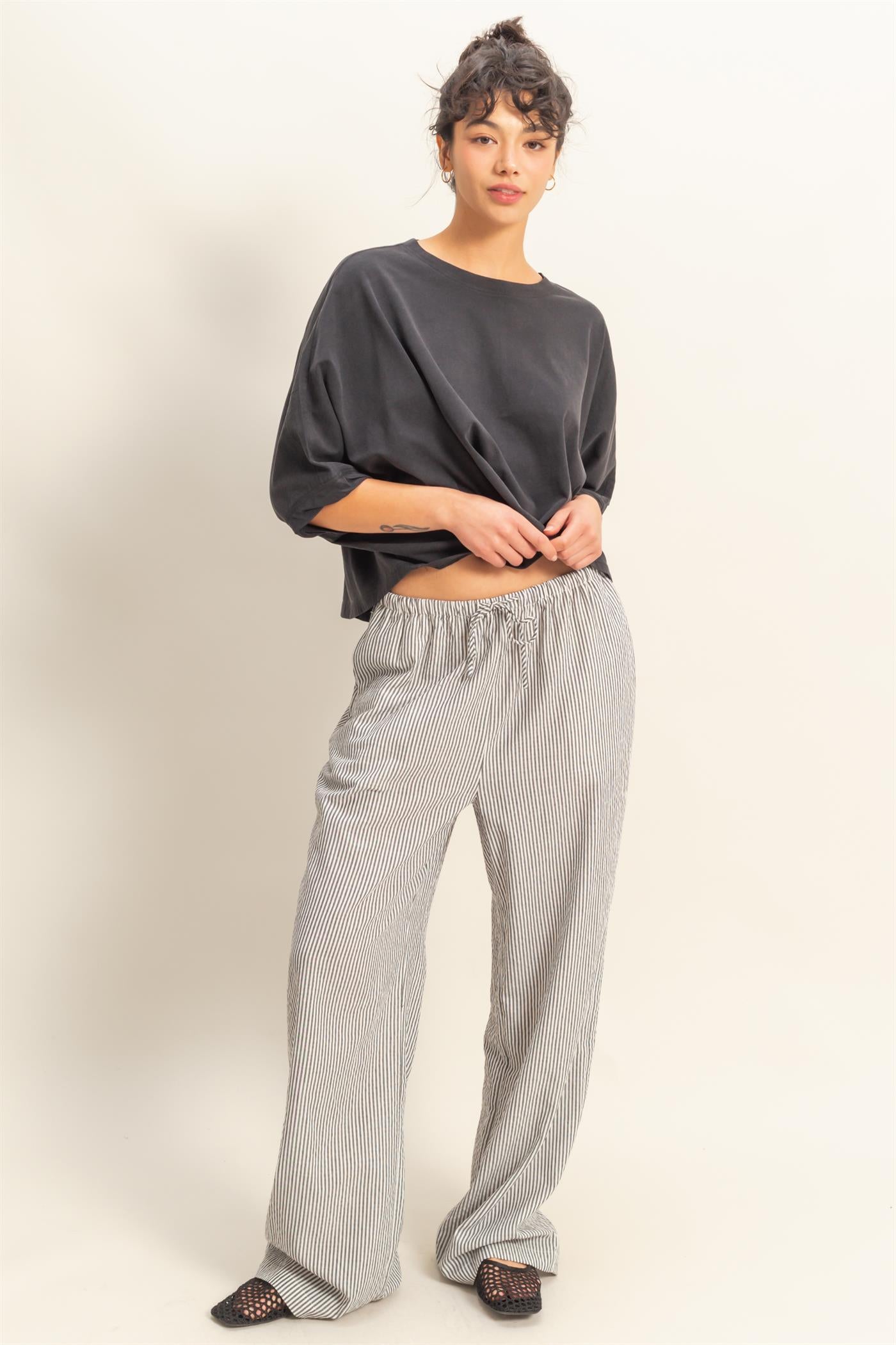 Wholesale Flowy Bat Wing Sleeves Knit Top Clothing Tops DZ25A797 BLACK DOUBLE ZERO