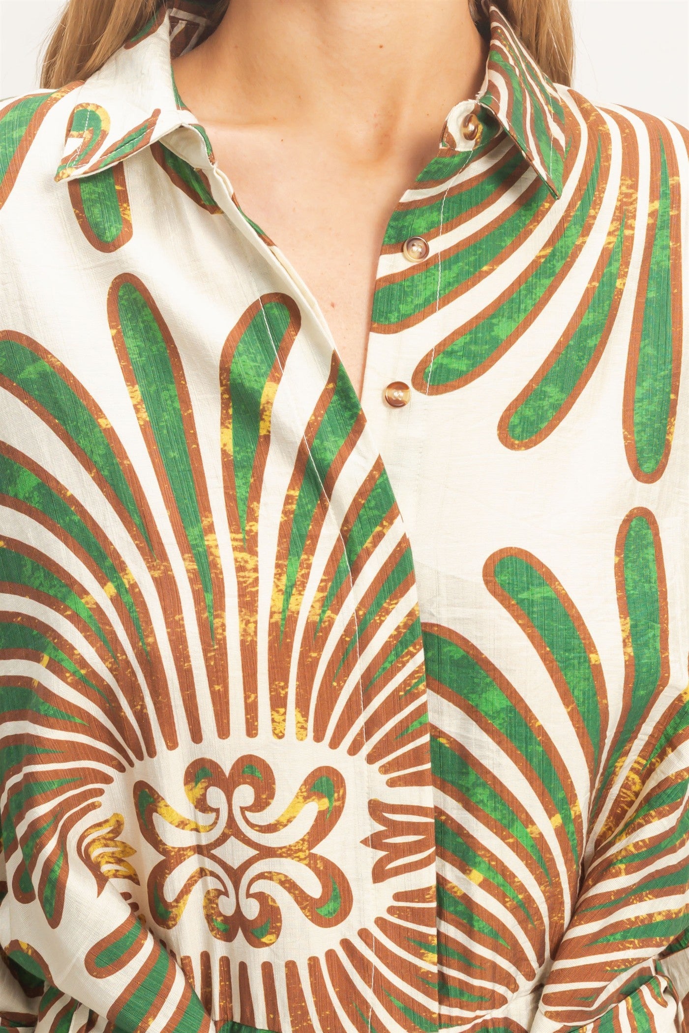 Wholesale Button-Down Print Romper Clothing HF26A003 GREEN HYFVE