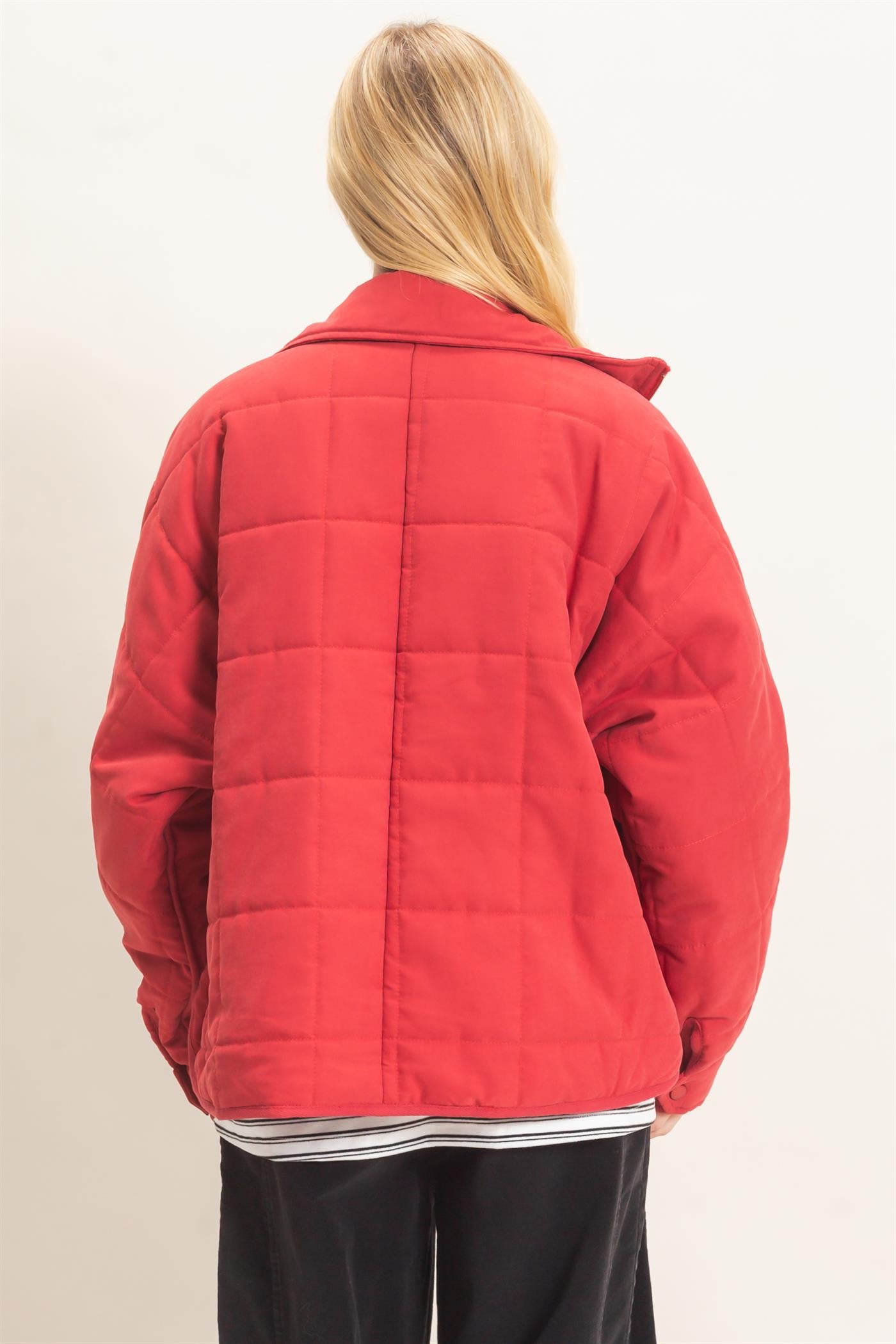 Wholesale Quilted High Collar Jacket Coats & Jackets HF26F167-D BRICK HYFVE