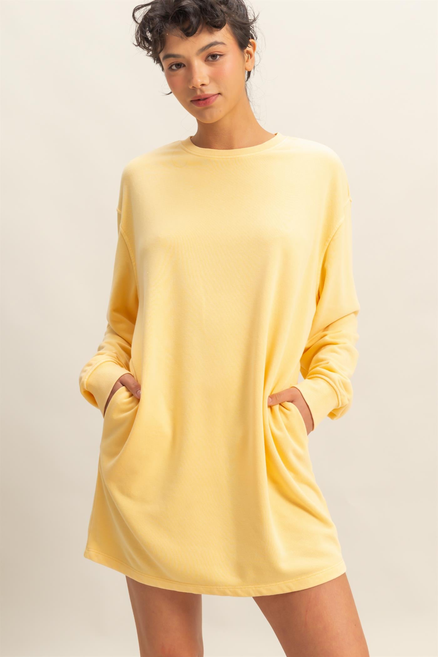 Wholesale Long Sleeve Oversized Mini Dress Dresses DZ25E114 SUNFLOWER DOUBLE ZERO