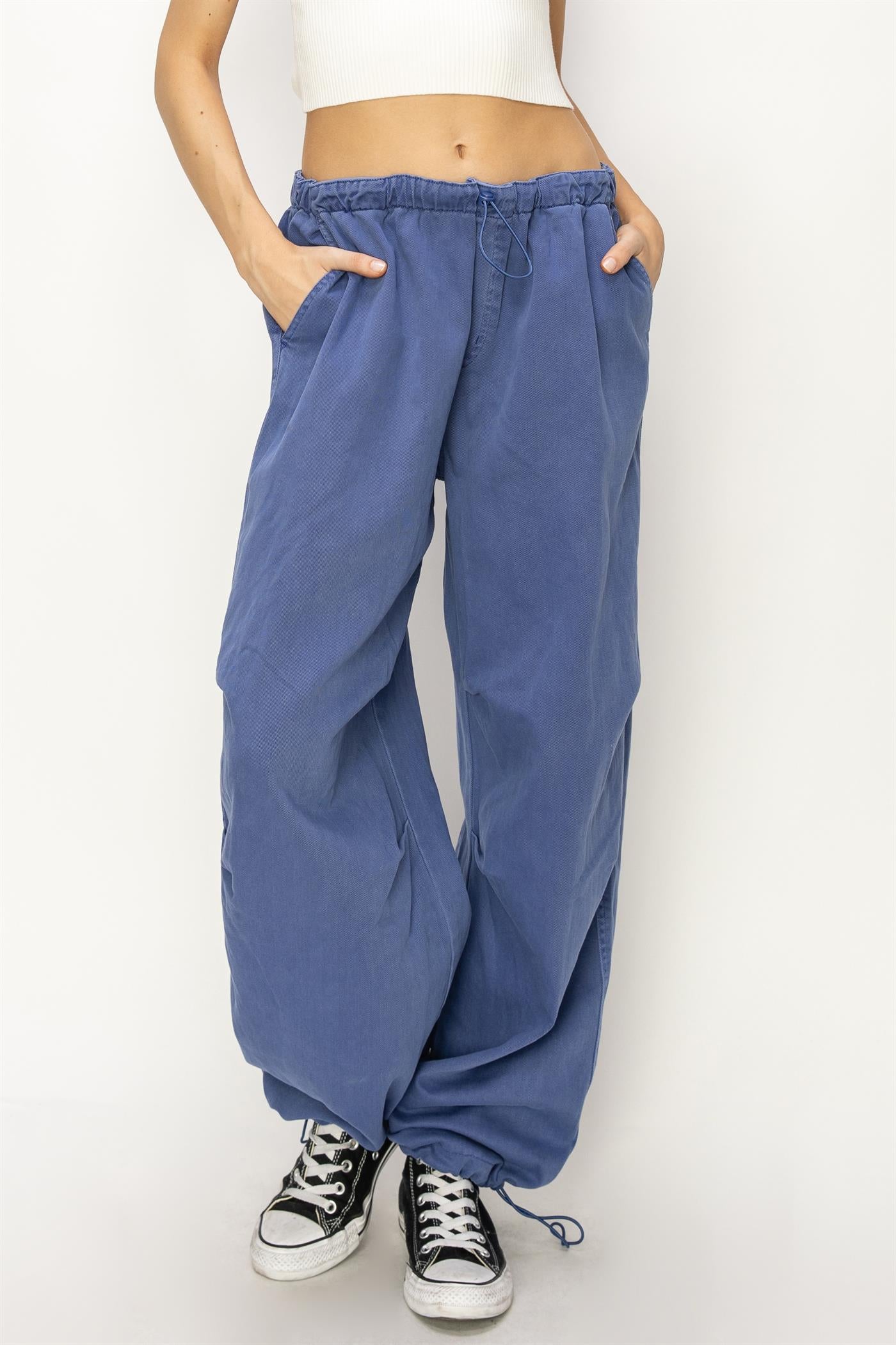 Wholesale Mid Rise Parachute Pants Pants DZ24A518 COBALT DOUBLE ZERO