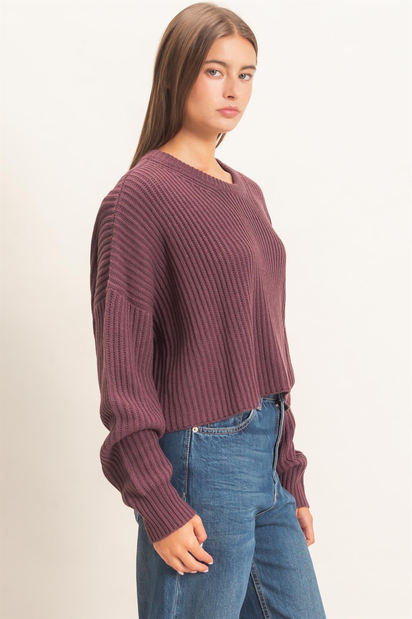 Wholesale Oversized Cropped Sweater Sweaters DZ26E252 COCOA DOUBLE ZERO
