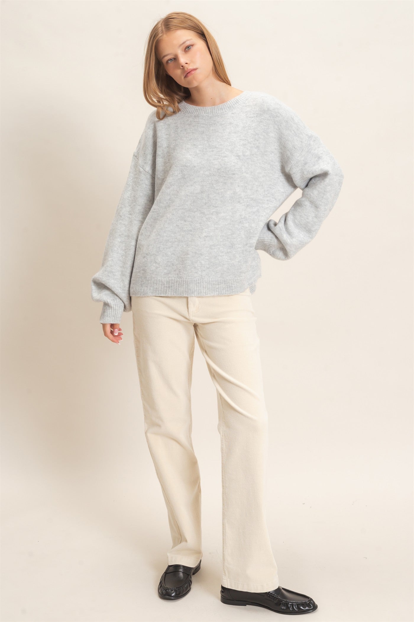 Wholesale Open Back Sweater With Organza Bows Sweaters HF26F149 SILVER GRAY HYFVE