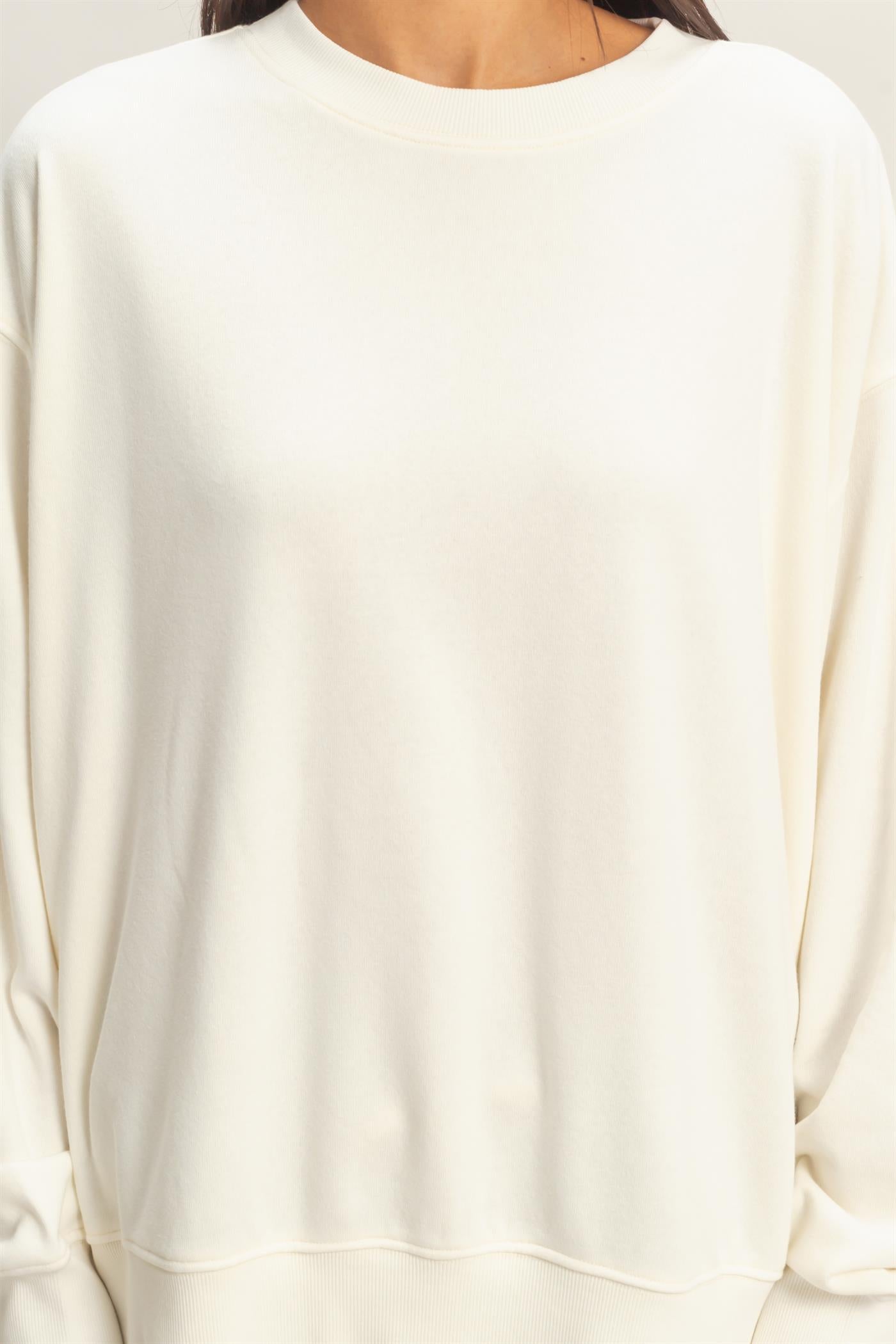 Wholesale Mineral Washed Crew Neck Sweatshirt Sweatshirts DZ26A262 CREAM DOUBLE ZERO