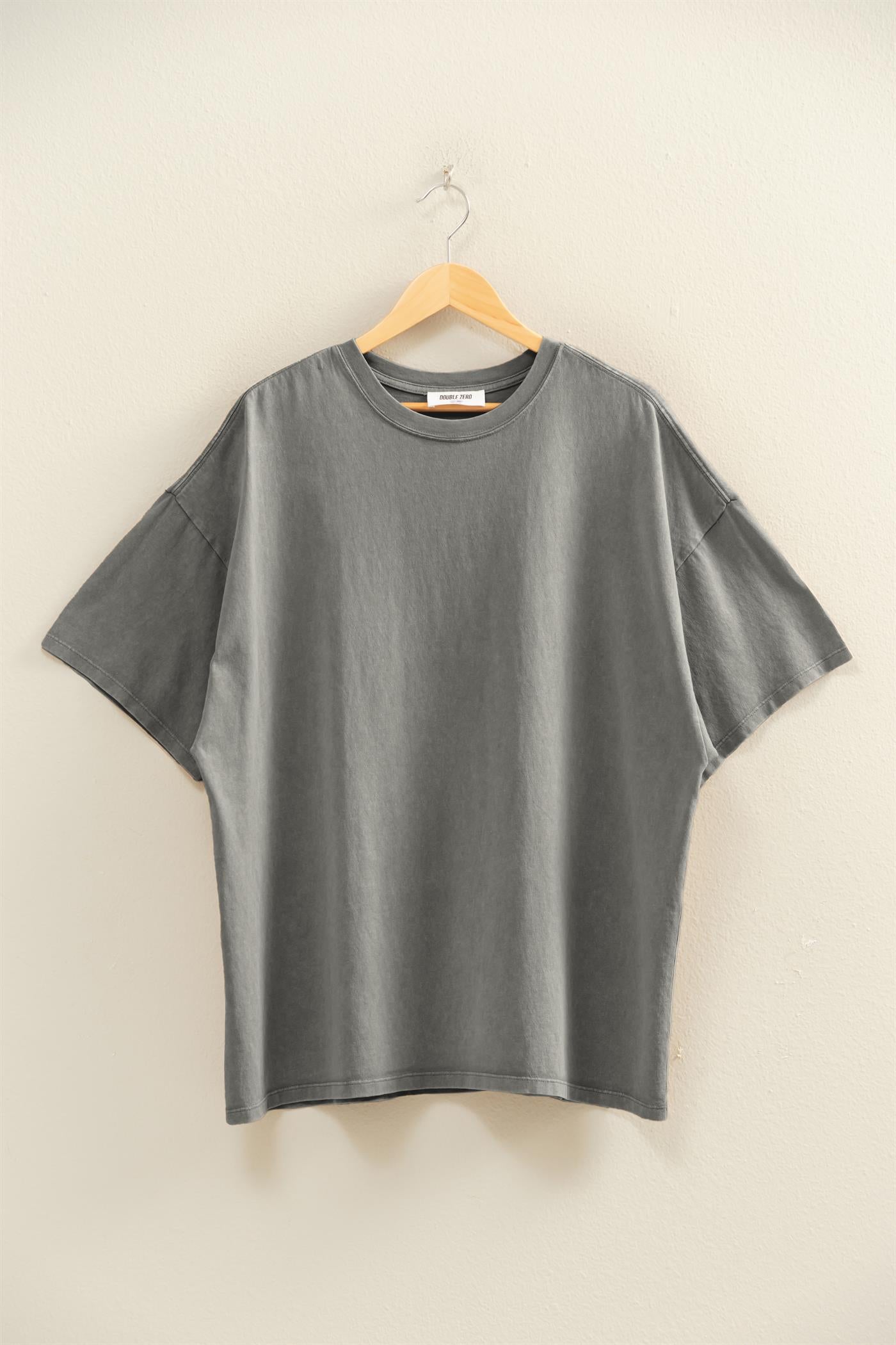 Wholesale Oversized Mineral Wash T-Shirt T-Shirts DZ26A031 CHARCOAL DOUBLE ZERO