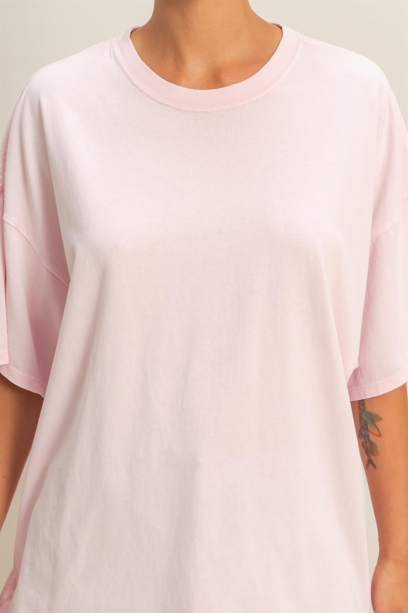Wholesale Oversized Mineral Wash T-Shirt T-Shirts DZ26A031 SOFT PINK DOUBLE ZERO