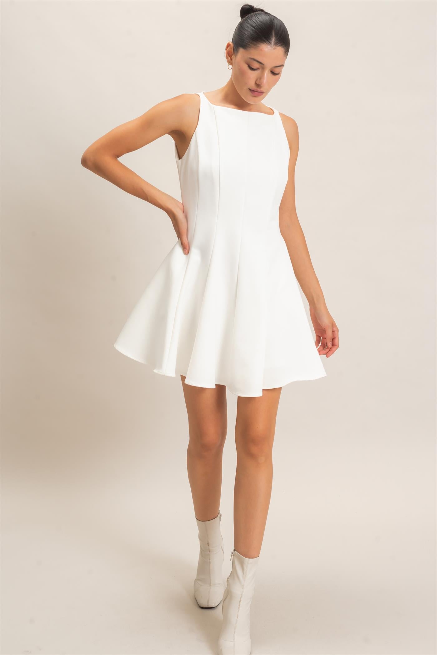 Wholesale Sleeveless Fit And Flare Dress Dresses HF26F217 WHITE HYFVE