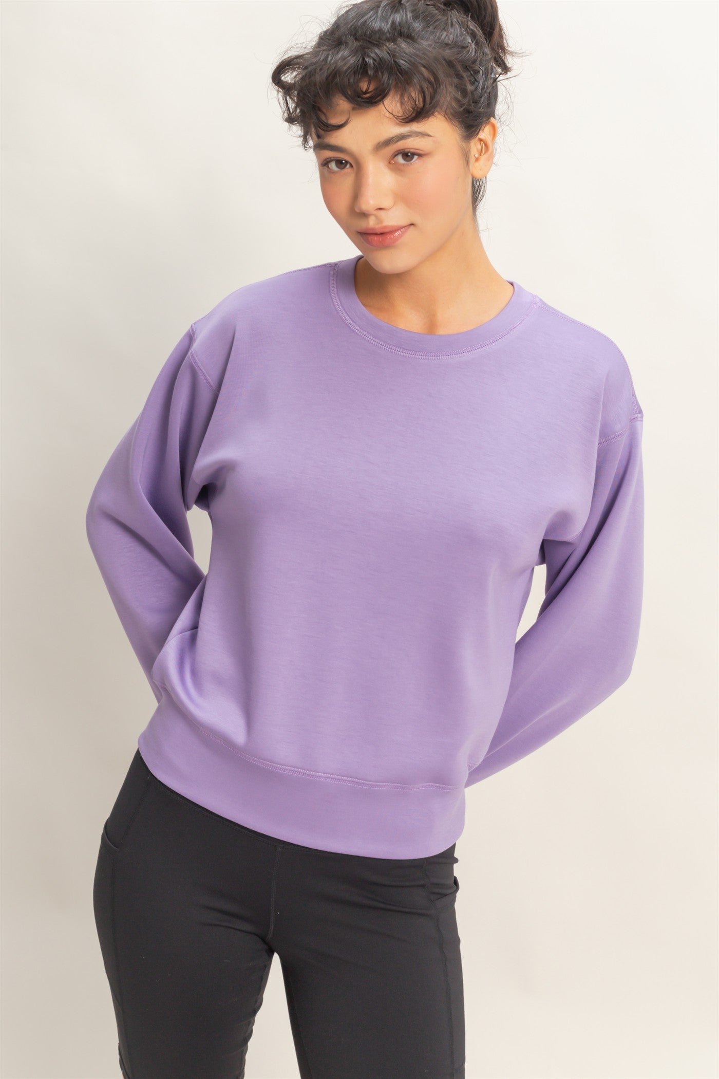 Wholesale Crew Neck Sweatshirt Sweatshirts DZ26C167 DUSTY PURPLE DOUBLE ZERO