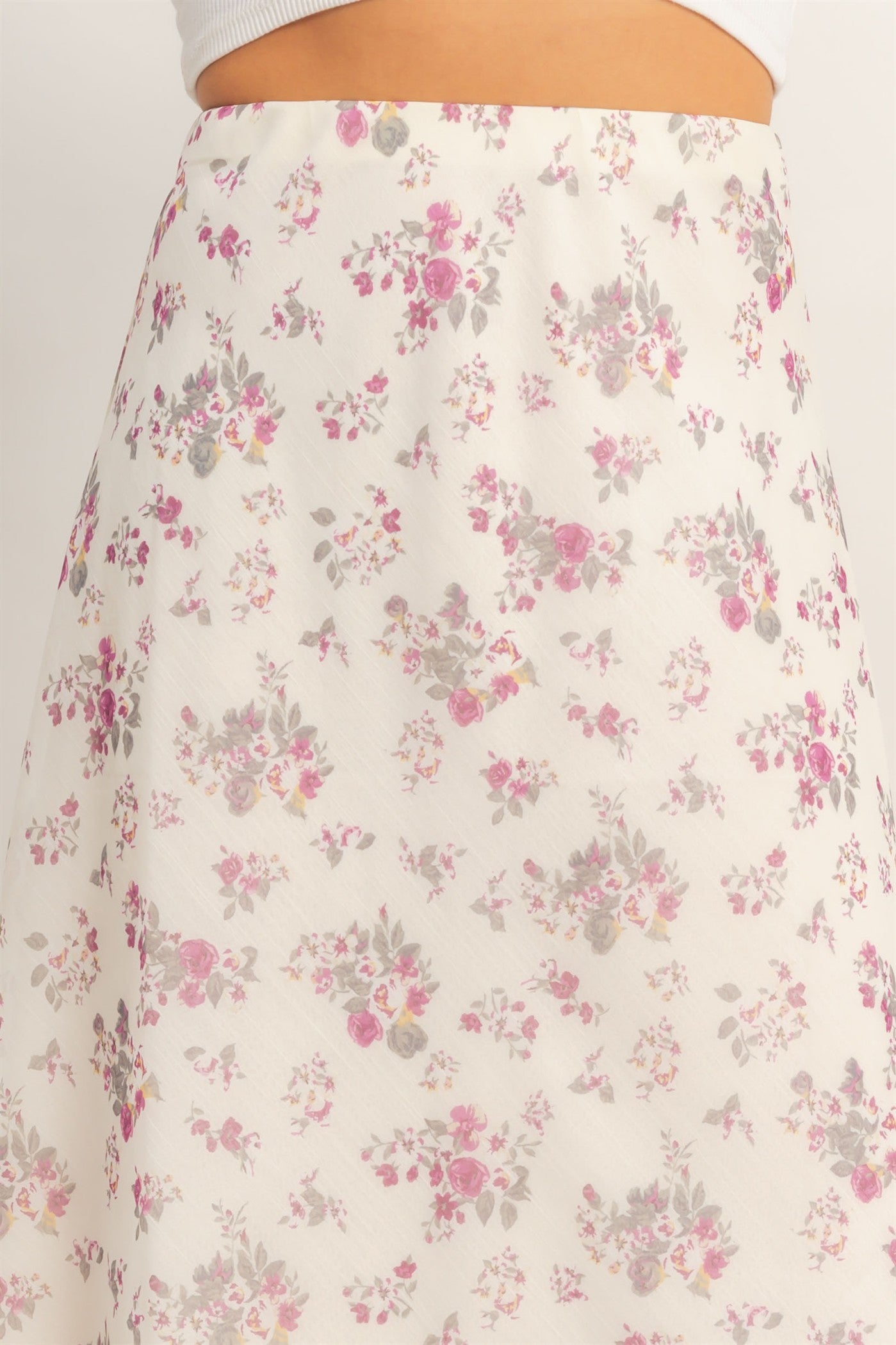 Wholesale Floral Print Bias Skirt Skirts HF26E649 ROSE WINE HYFVE