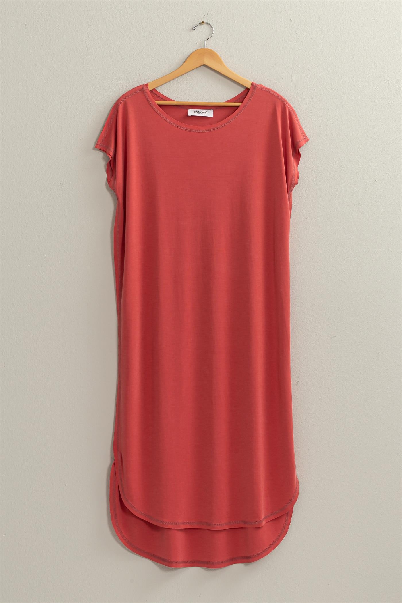 Wholesale Soft High Low Midi Dress Dresses DZ24A885 BRICK DOUBLE ZERO