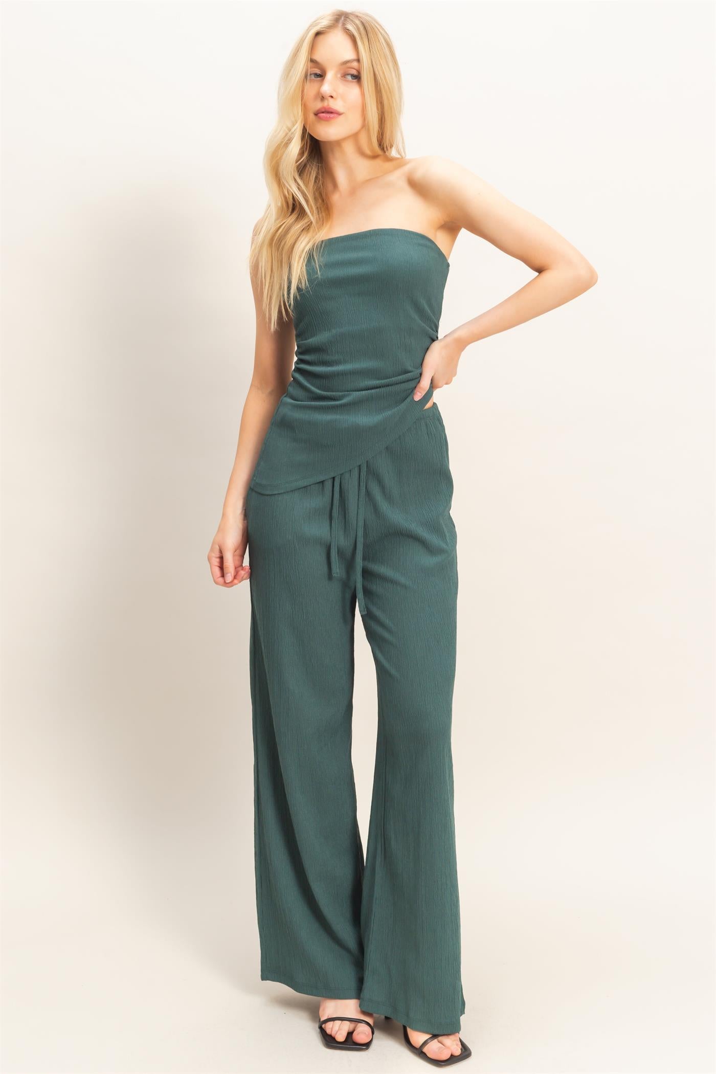 Wholesale Asymmetrical Tube Top Clothing Tops HF26C180 TEAL HYFVE