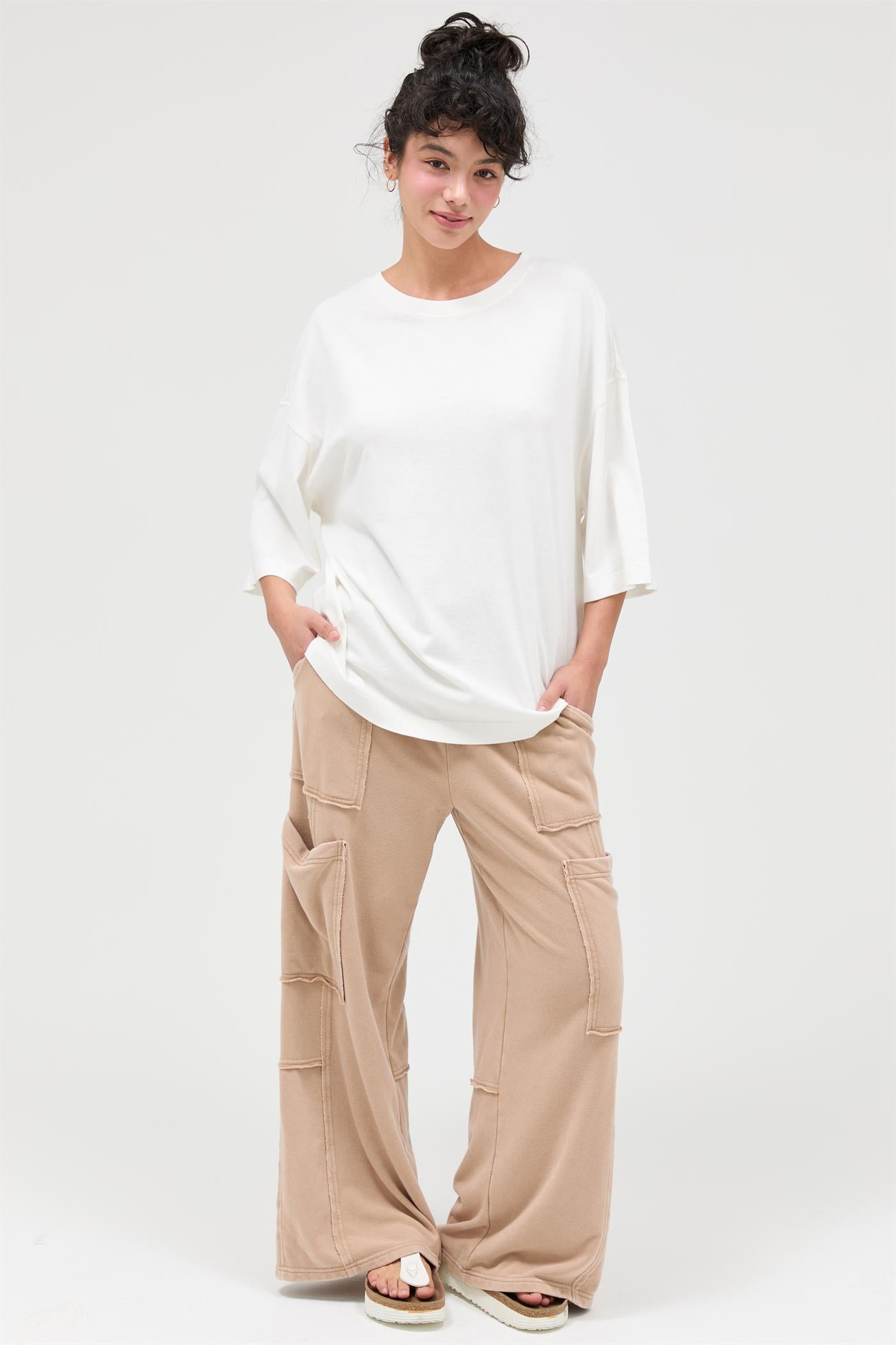 Wholesale Pigment Dye Oversized Half-Sleeve T-Shirt Clothing Tops DZ26A459 OFF WHITE DOUBLE ZERO