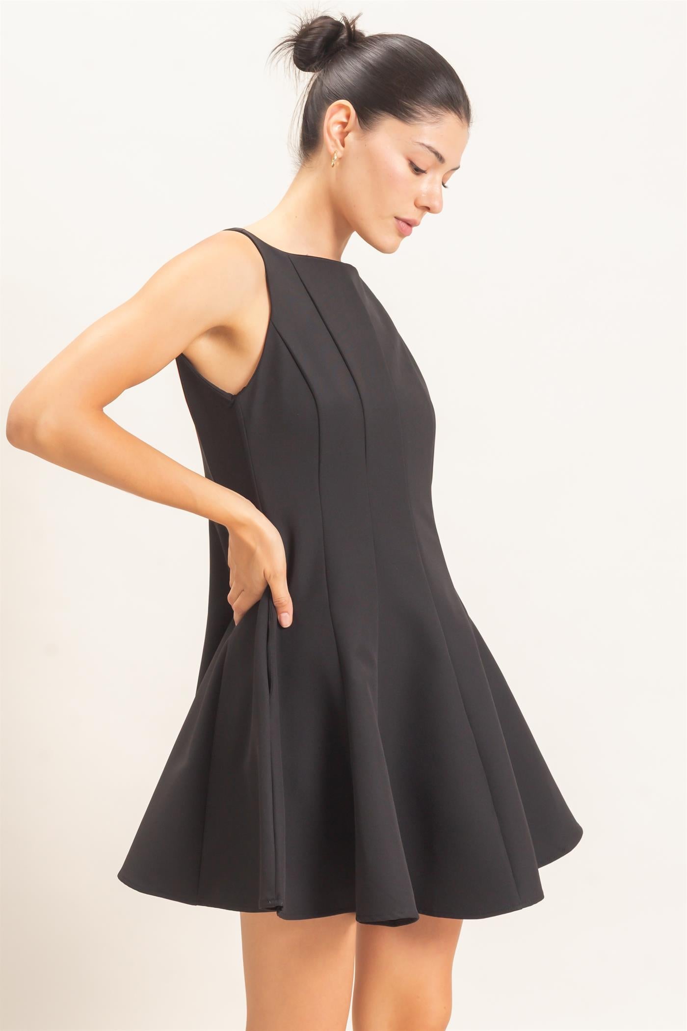 Wholesale Sleeveless Fit And Flare Dress Dresses HF26F217 BLACK HYFVE