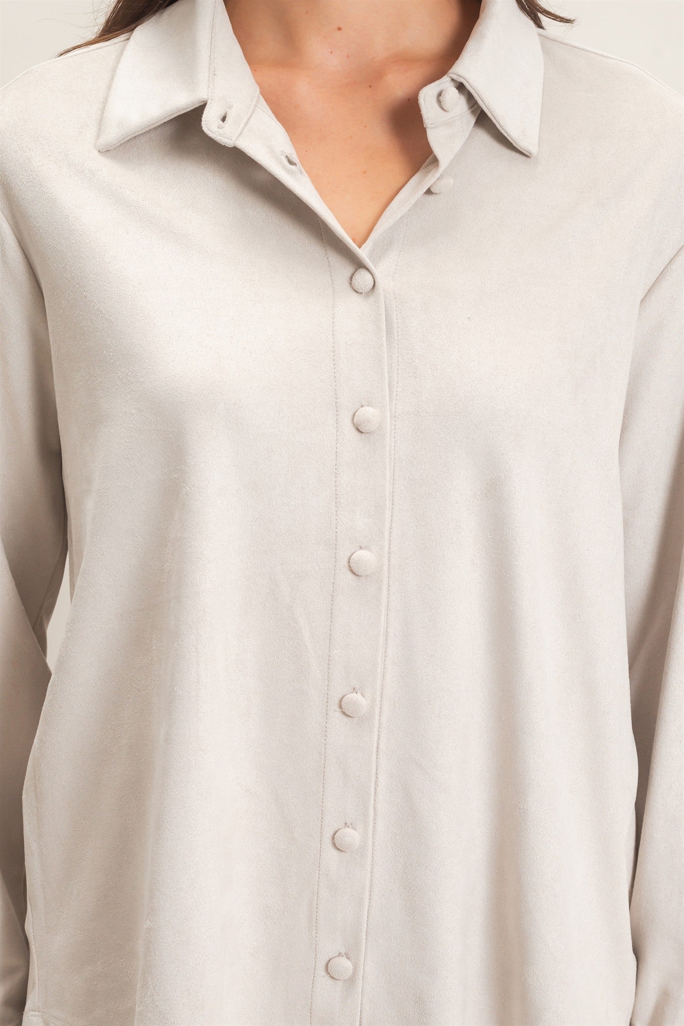 Wholesale Suede Button-Up Shirt Shirts HF26F083 ECRU HYFVE