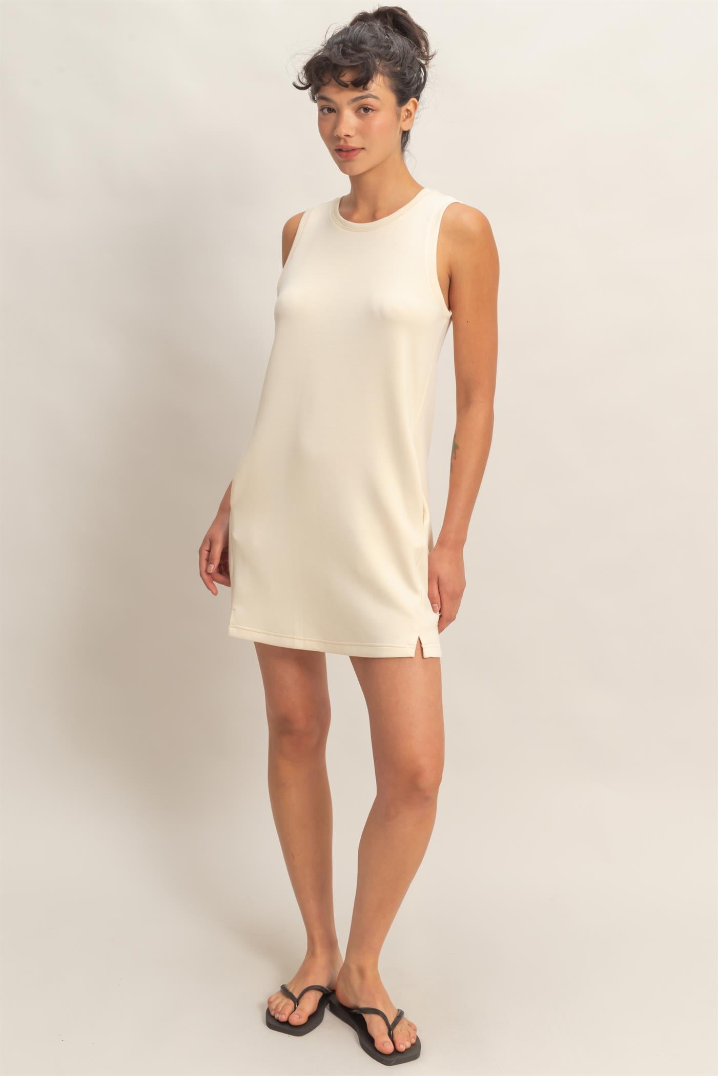 Wholesale Crew Neck Tank Mini Dress Dresses DZ26C702 ALPACA DOUBLE ZERO