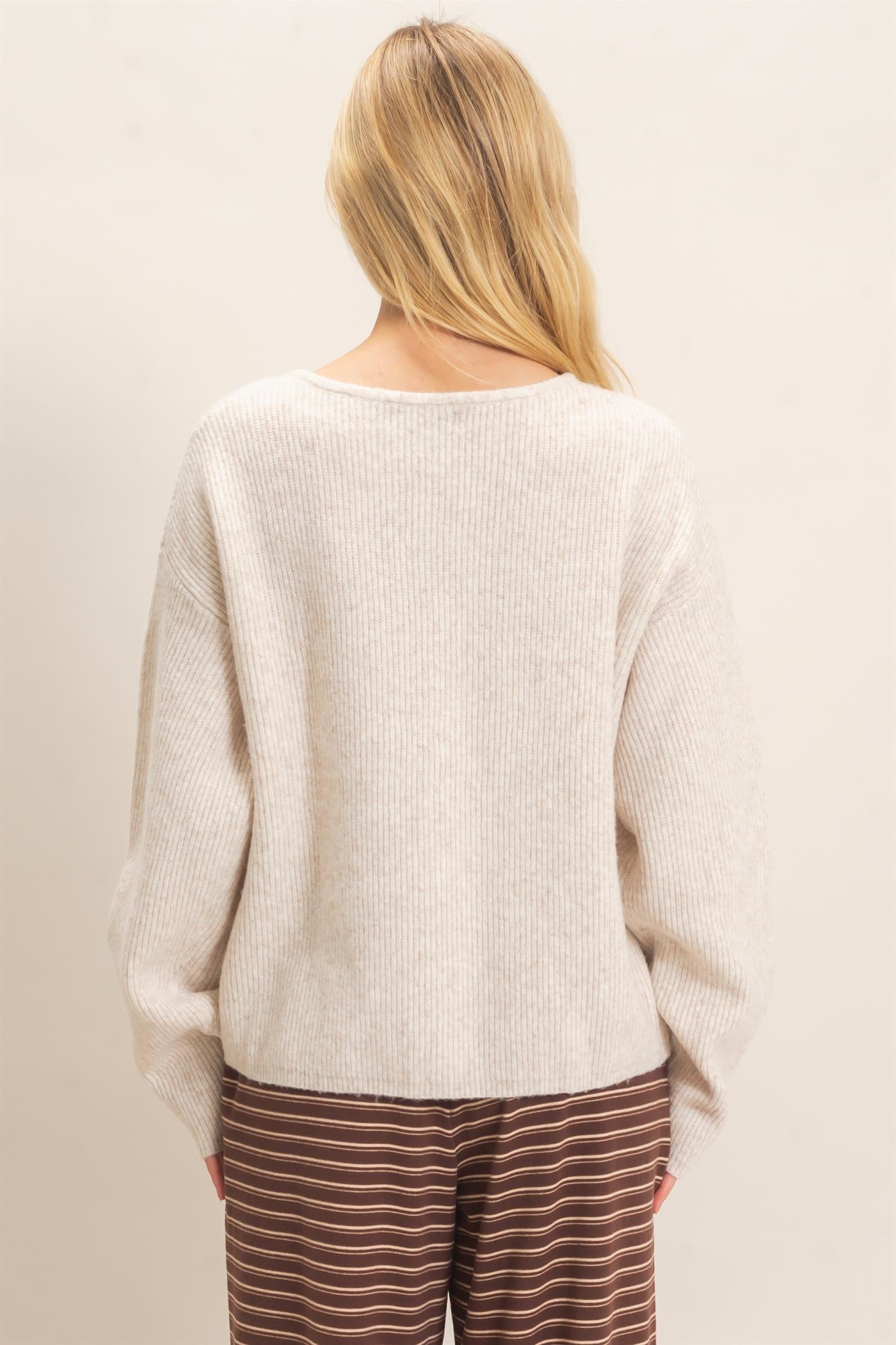 Wholesale Ribbed Cardigan Cardigans HF26E630 OATMEAL HYFVE