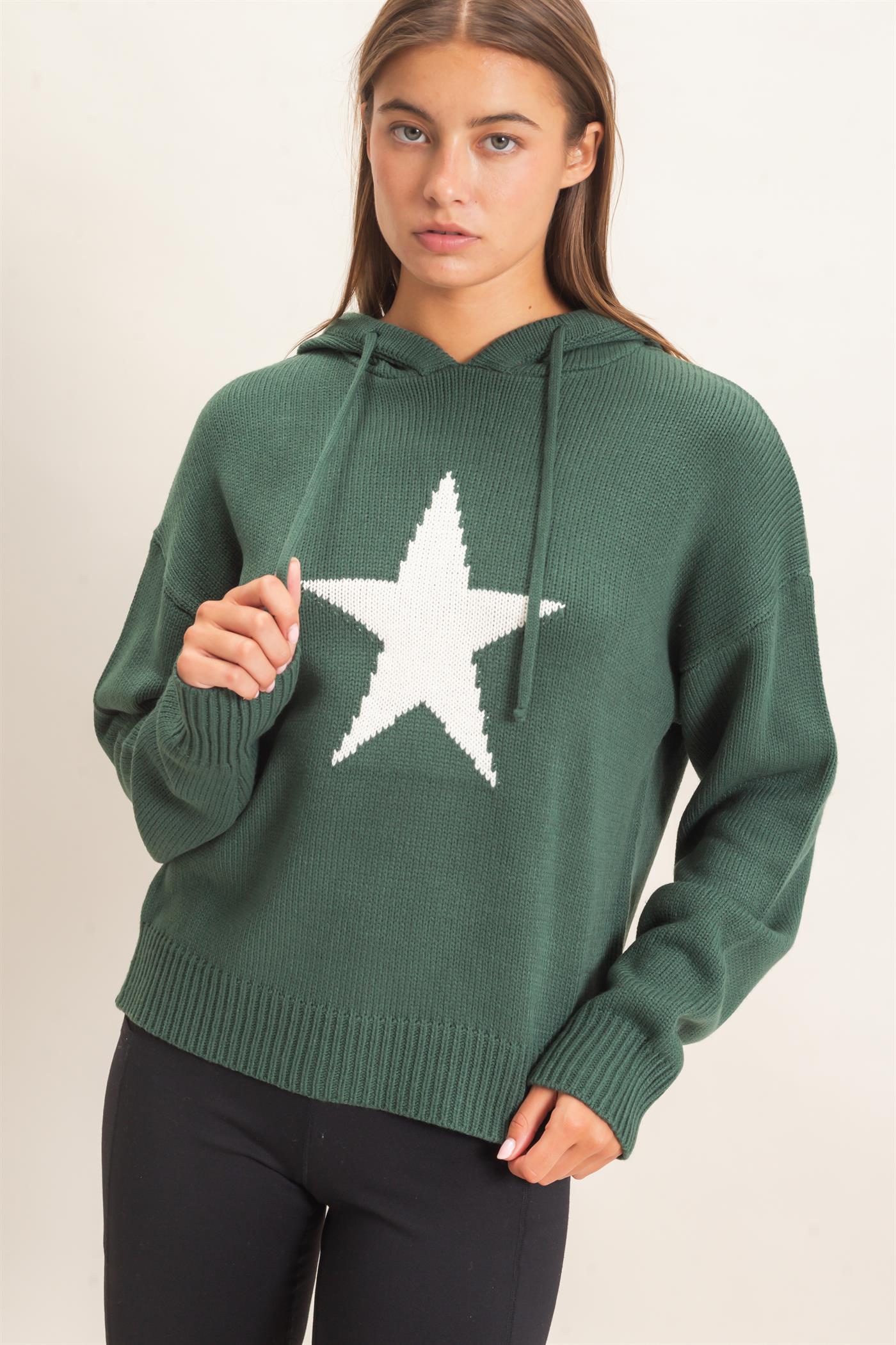 Wholesale Star Hooded Sweater Hoodies DZ26E811 DARK GREEN DOUBLE ZERO