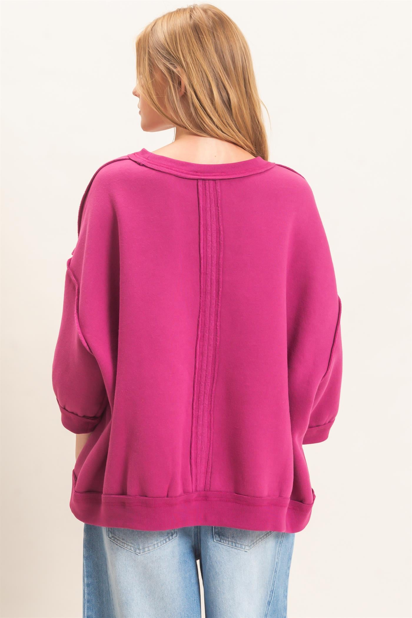 Wholesale Raglan Sleeve Oversized Sweatshirt Sweatshirts HF26E075 PURPLE HYFVE