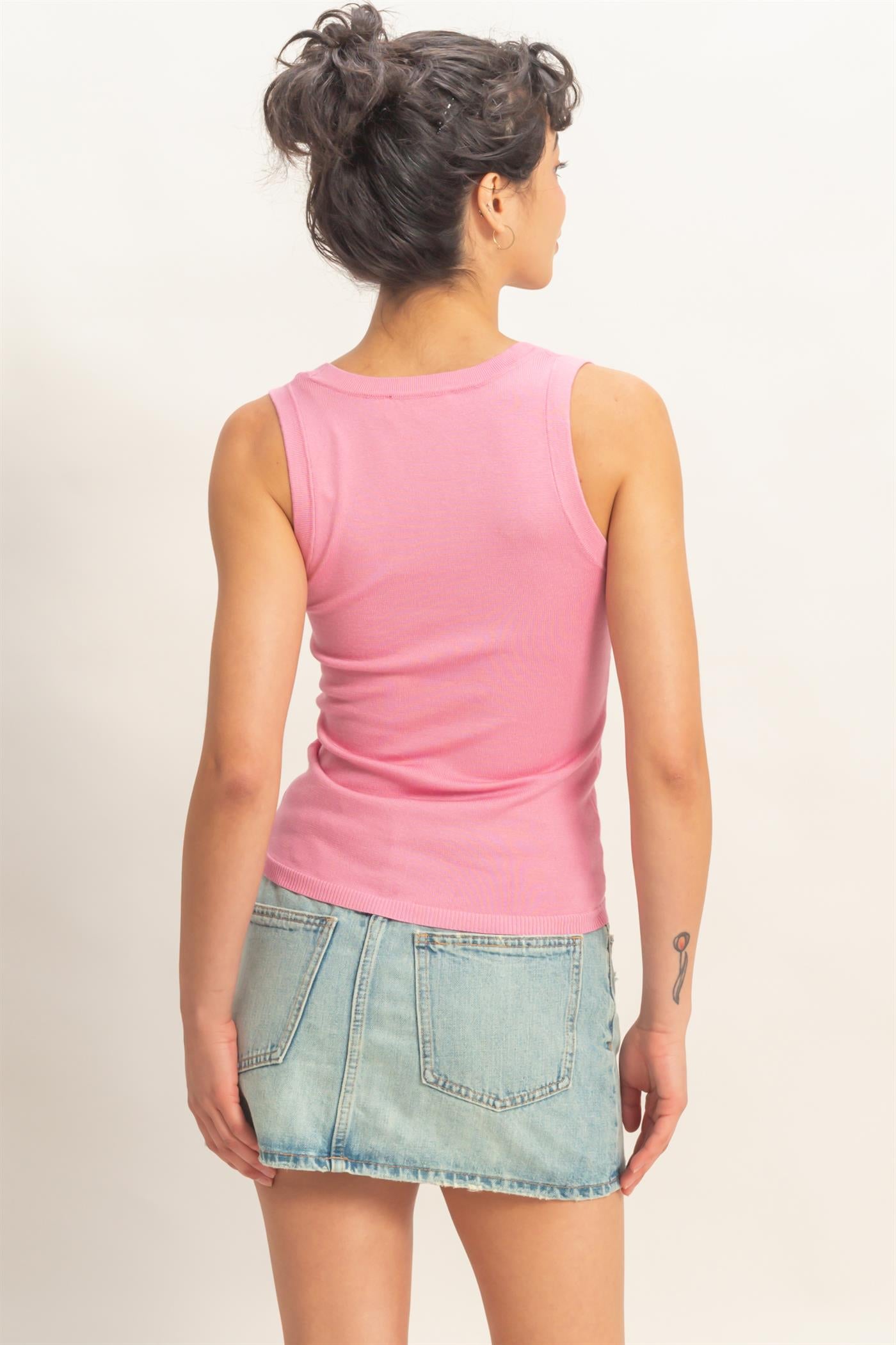Wholesale Scoop Neck Tank Top Clothing Tops DZ26A449 PINK DOUBLE ZERO