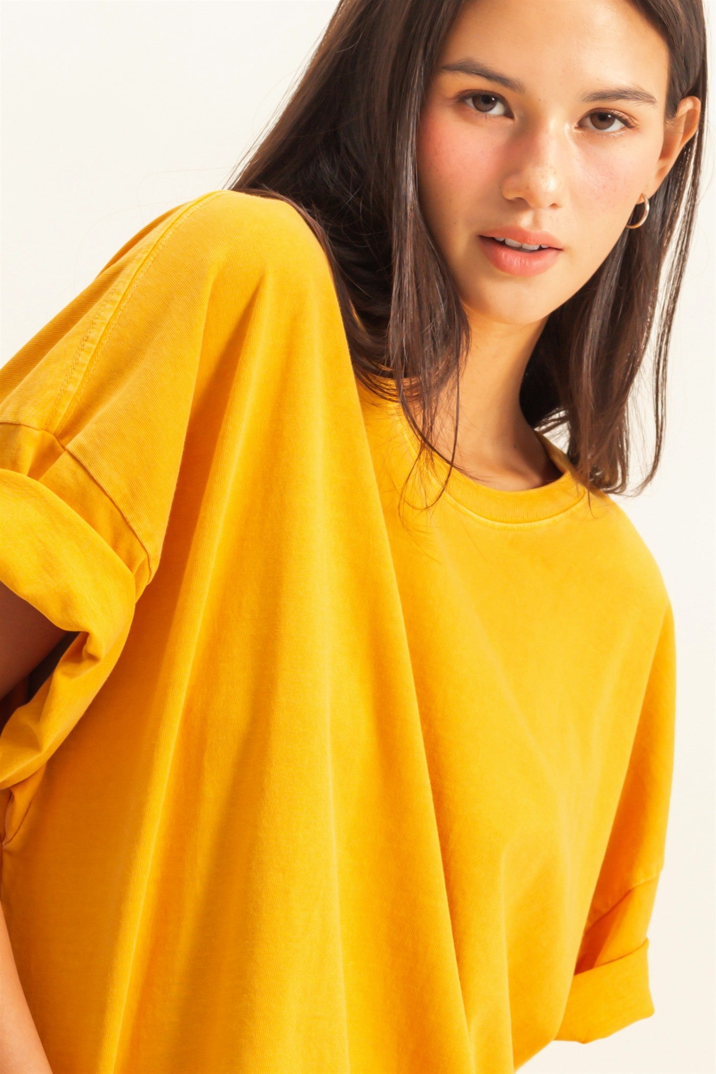 Wholesale Oversized Crew Neck Top Clothing Tops DZ23A198 HOT MUSTARD DOUBLE ZERO
