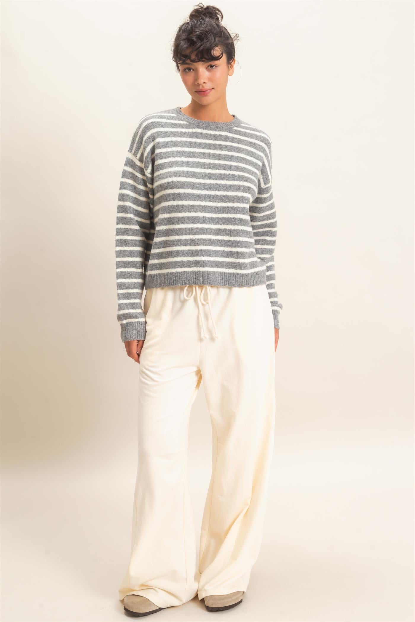 Wholesale Mineral Washed Wide Leg Pants Pants DZ26F082 ALPACA DOUBLE ZERO