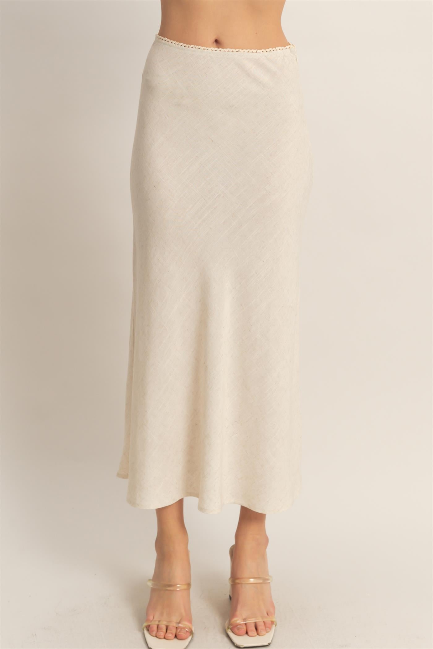 Wholesale Maxi Skirt With Elastic Waistband Skirts HF26A473-D OATMEAL HYFVE