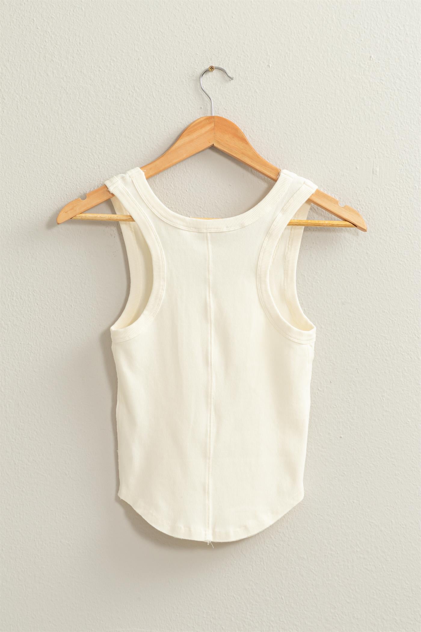Wholesale Acid Washed Tank Top Clothing Tops DZ24A649-D CREAM DOUBLE ZERO