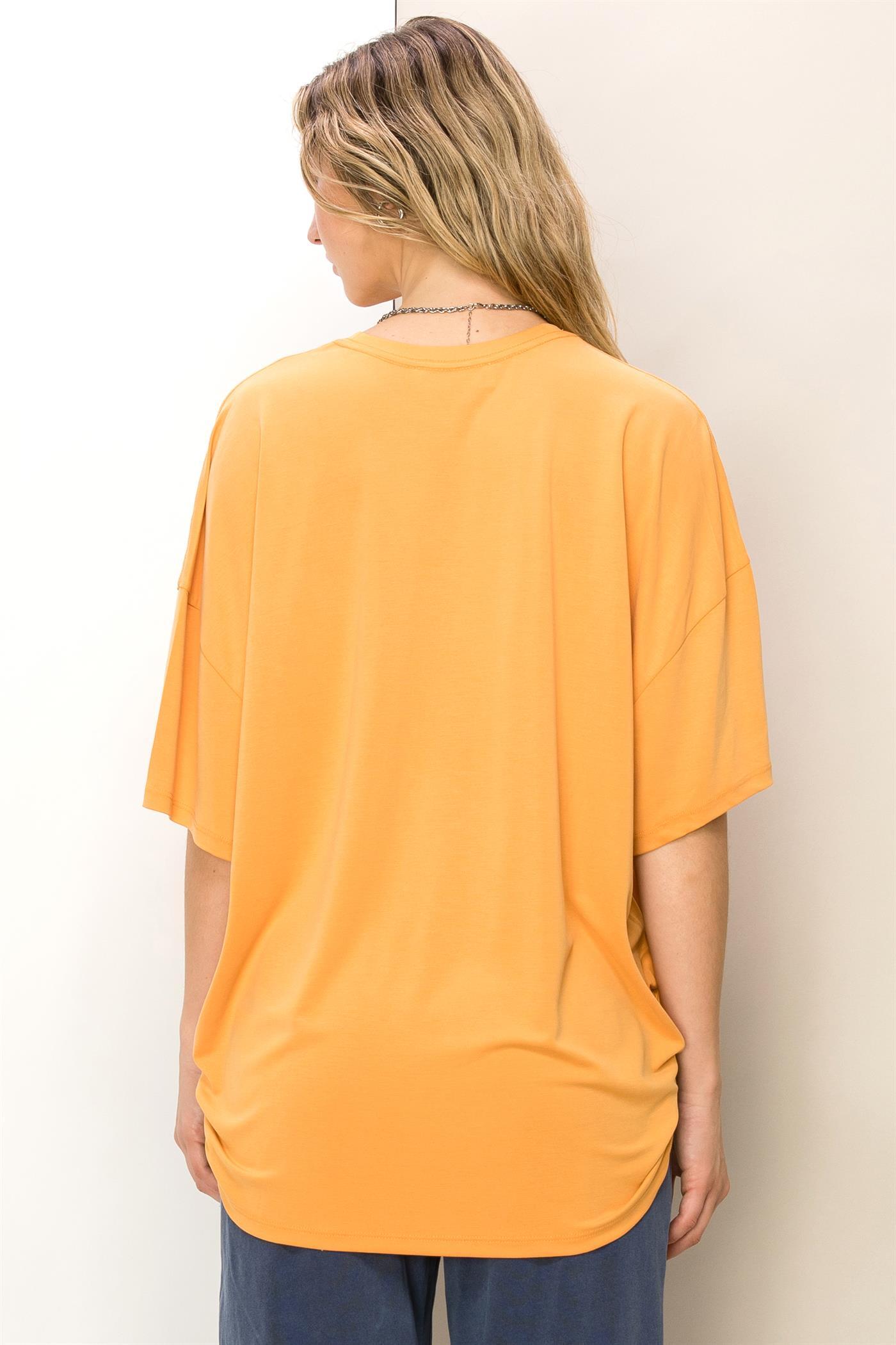 Wholesale Oversized T-Shirt Clothing Tops DZ23A960 CARAMEL DOUBLE ZERO