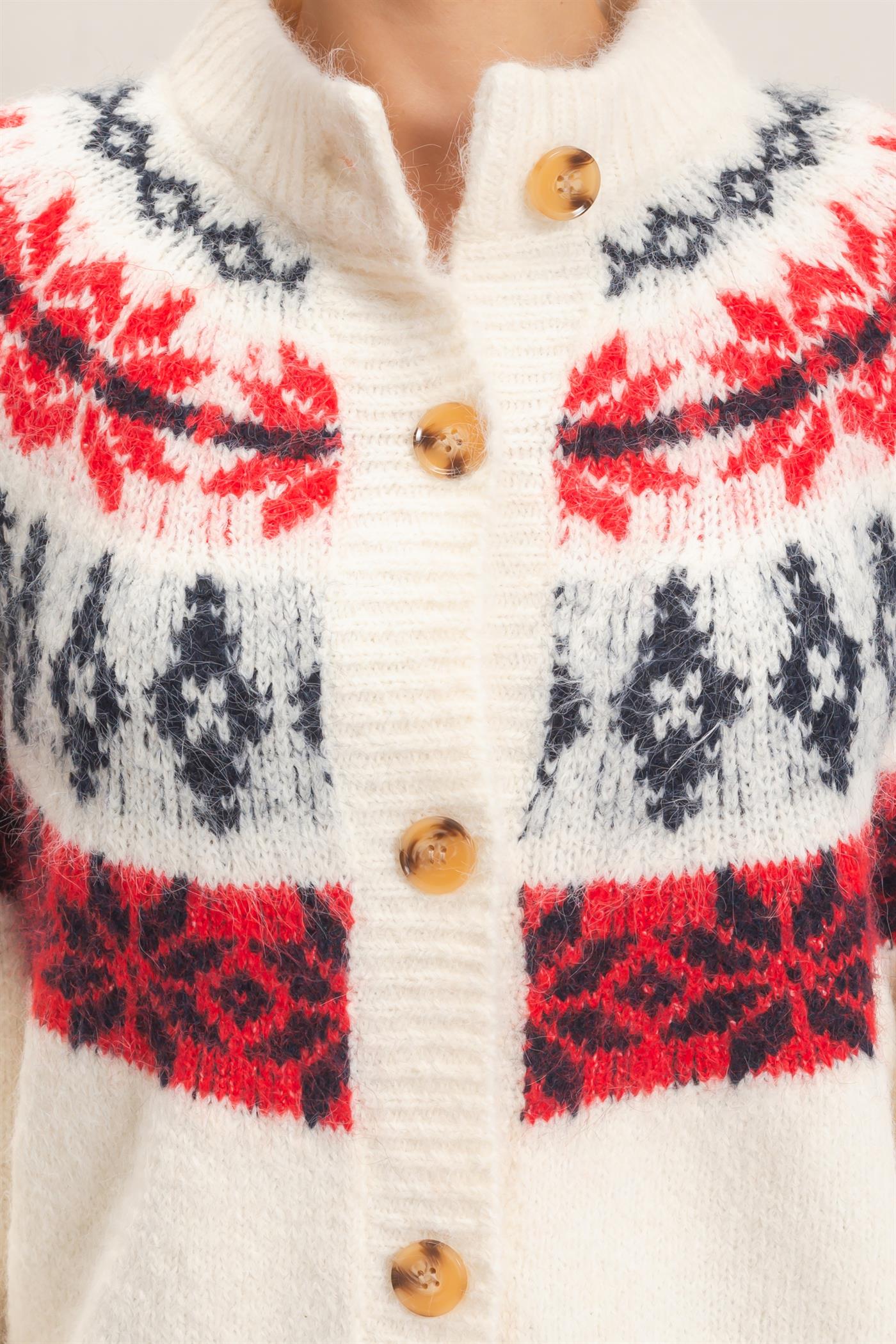 Wholesale Fair Isle Button-Front Cardigan Cardigans HF26E918 CREAM HYFVE
