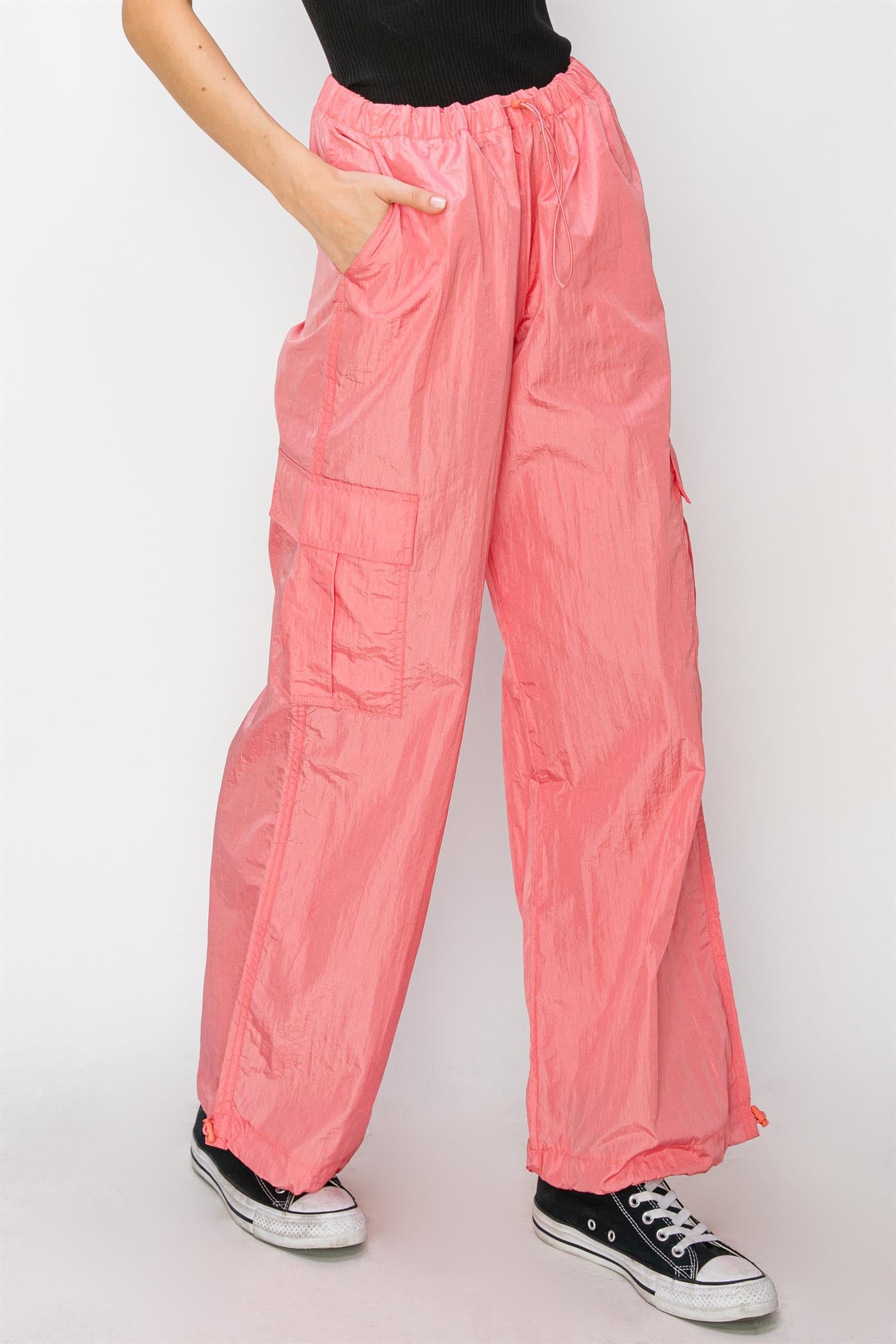 Wholesale Low Rise Parachute Cargo Pants Pants DZ24C809 TEA ROSE DOUBLE ZERO