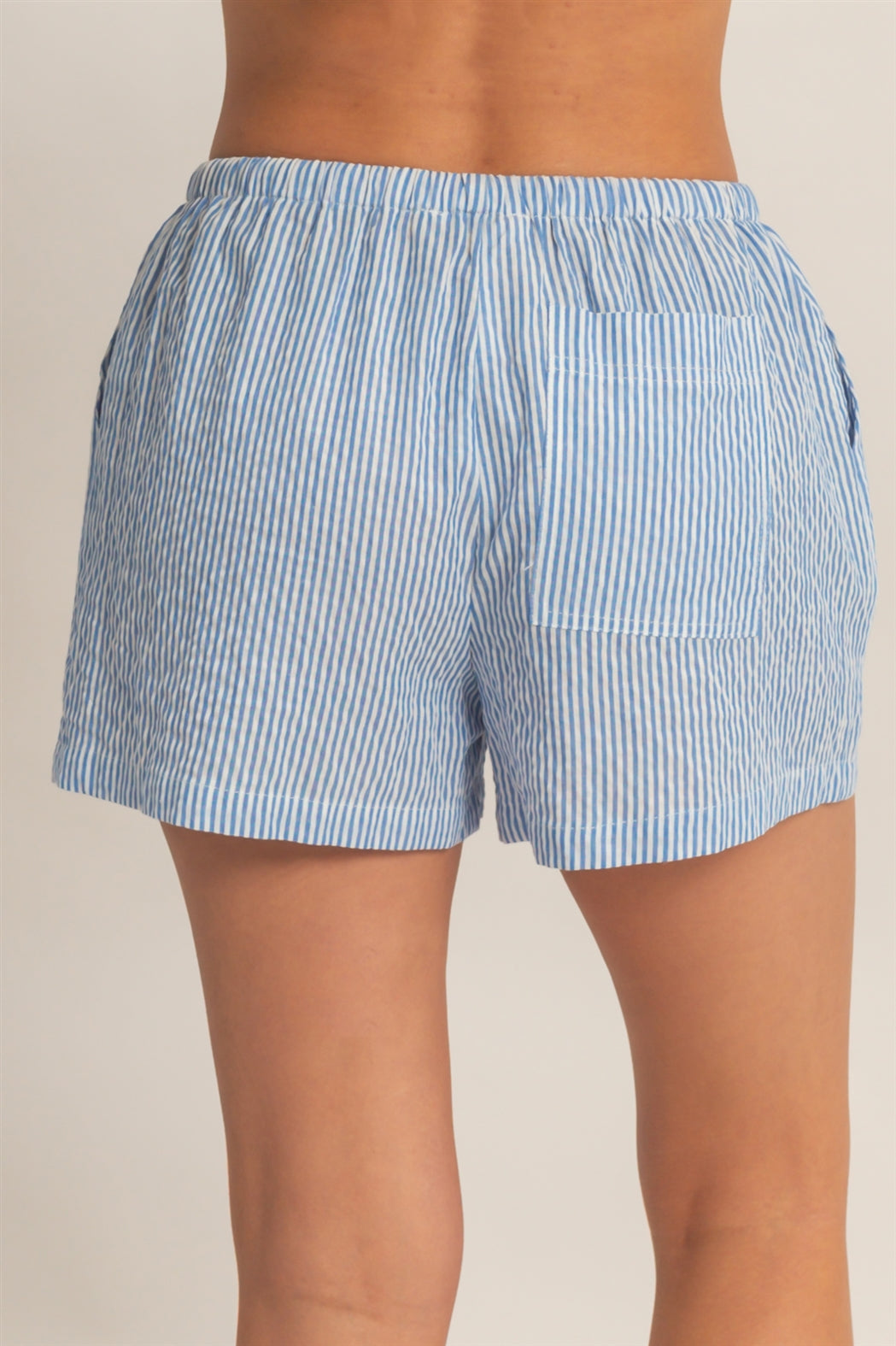 Wholesale Striped Drawstring Waist Shorts Shorts DZ26A747 BLUE DOUBLE ZERO
