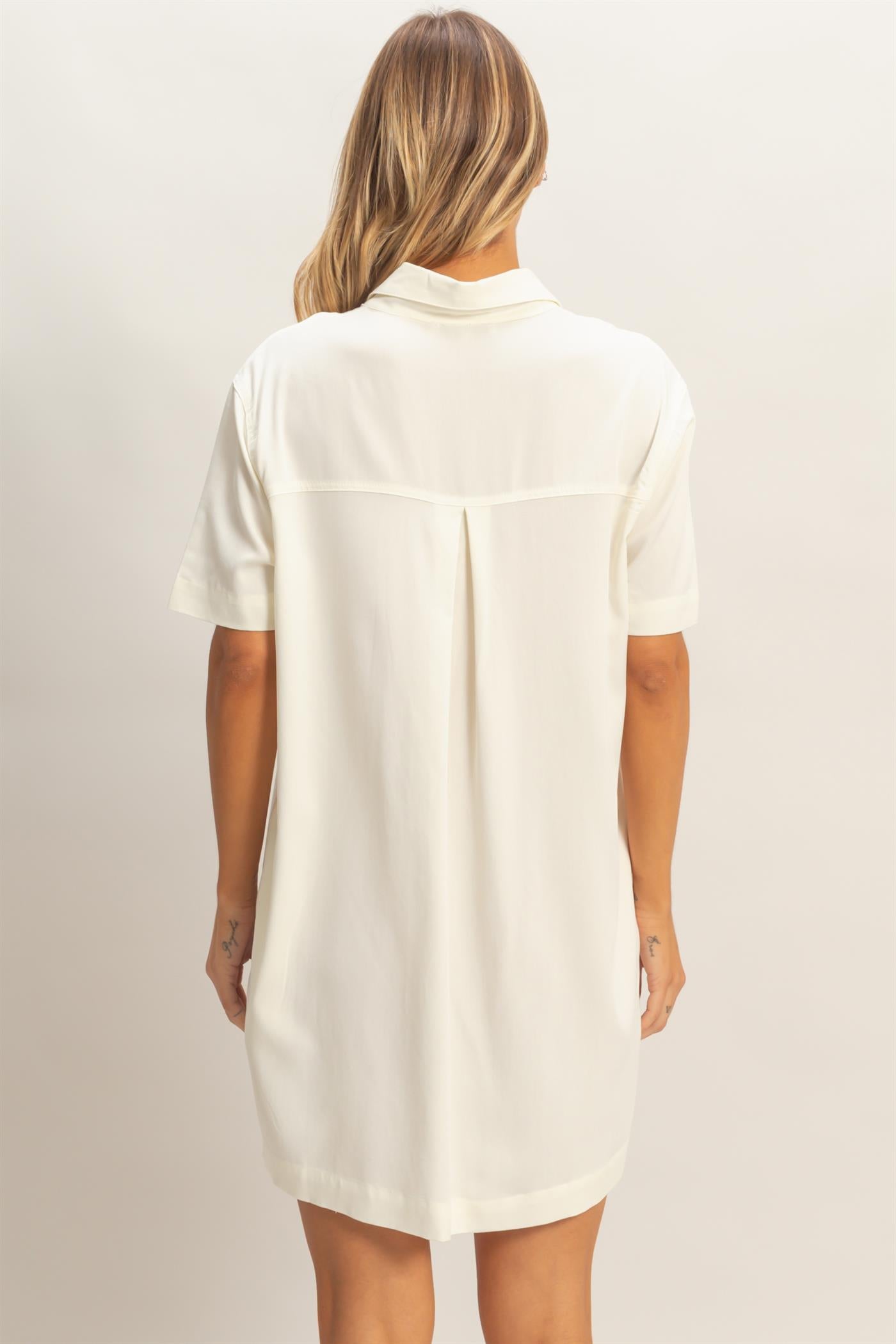 Wholesale Collared Shirt Dress Dresses HF26E427-D OFF WHIHTE HYFVE