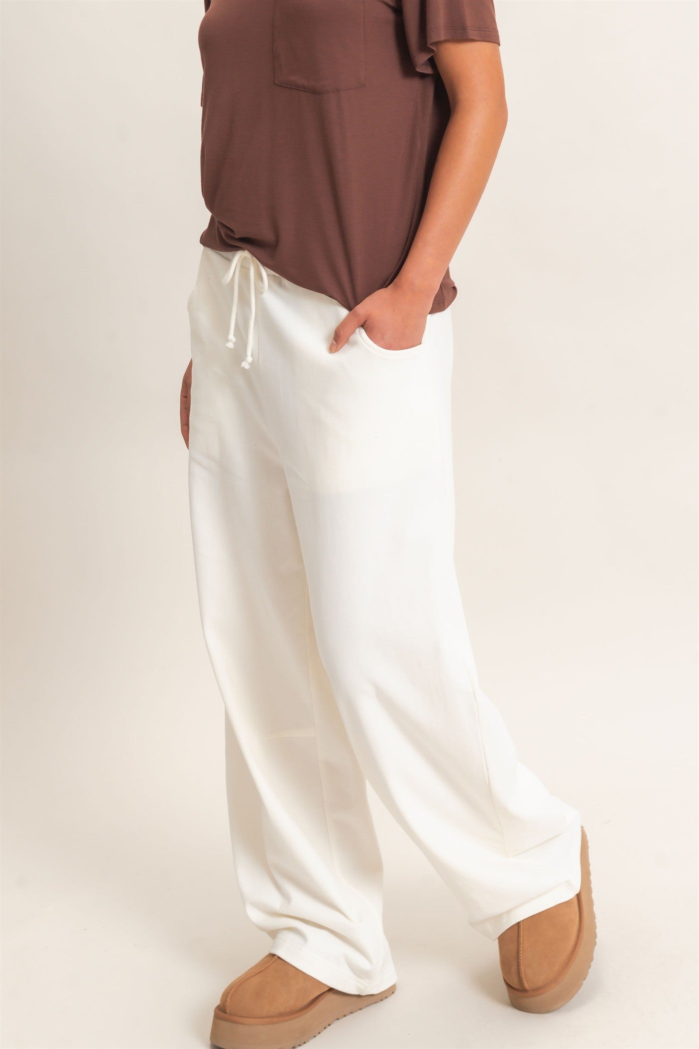 Wholesale Washed Barrel Sweatpants Pants DZ26E379 CREAM DOUBLE ZERO