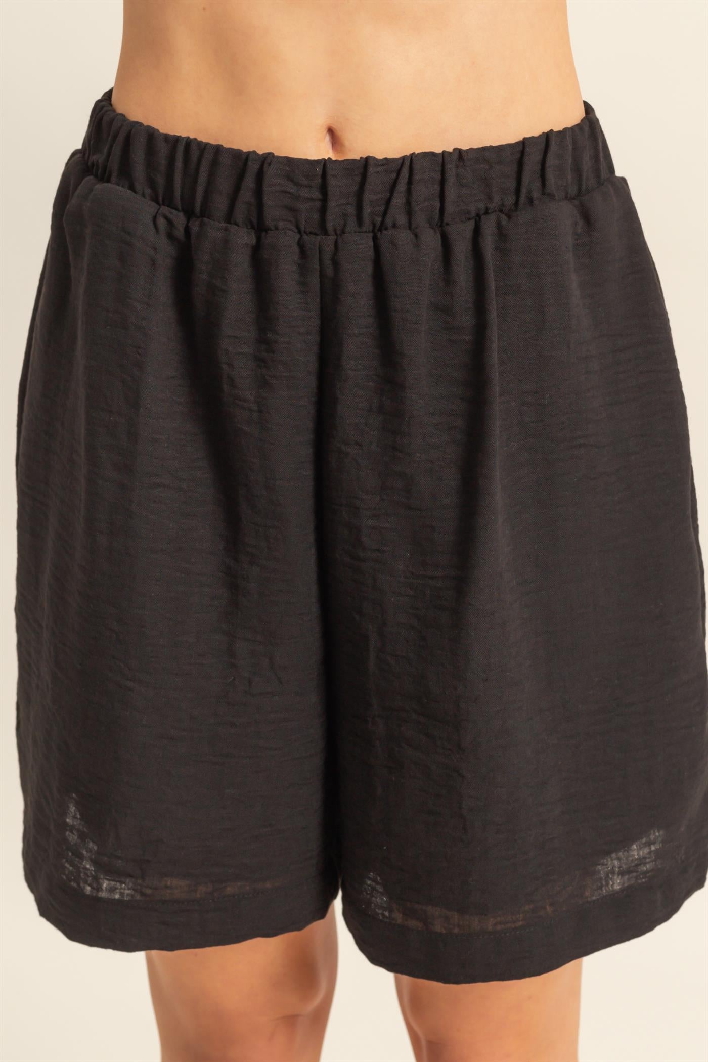 Wholesale Tube Top And Flowy Shorts Set Clothing HF25A273-SET BLACK HYFVE