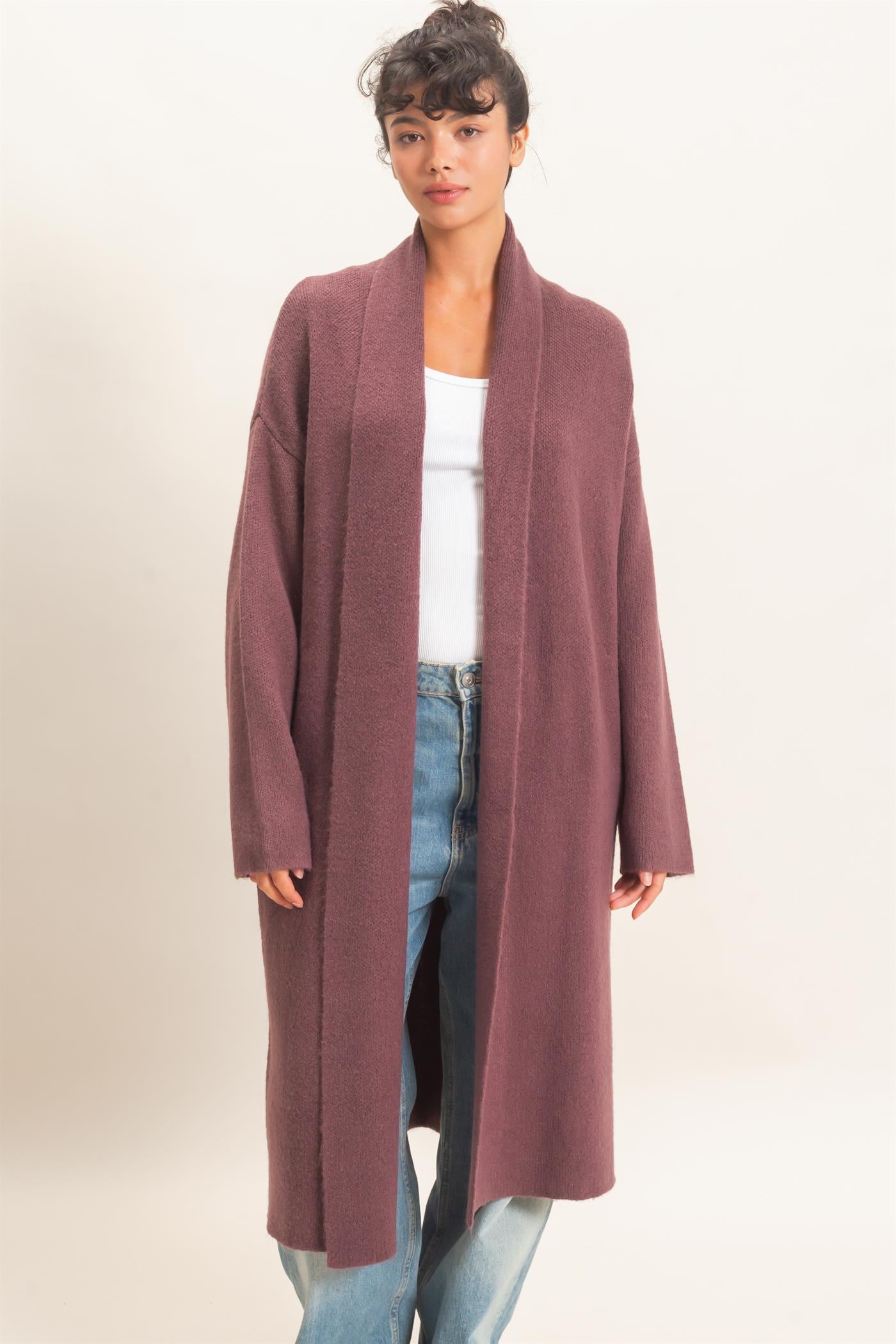 Wholesale Duster Cardigan Sweaters DZ26E267 COCOA DOUBLE ZERO