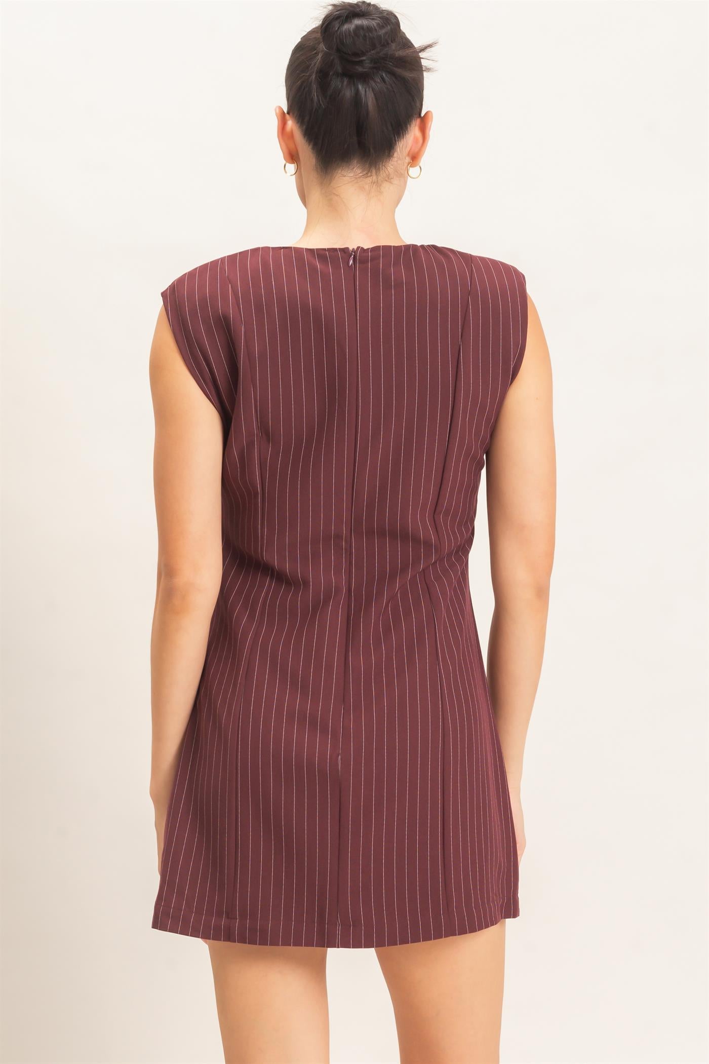 Wholesale Pin Stripe Sheath Dress Dresses HF26E374 BURGUNDY HYFVE