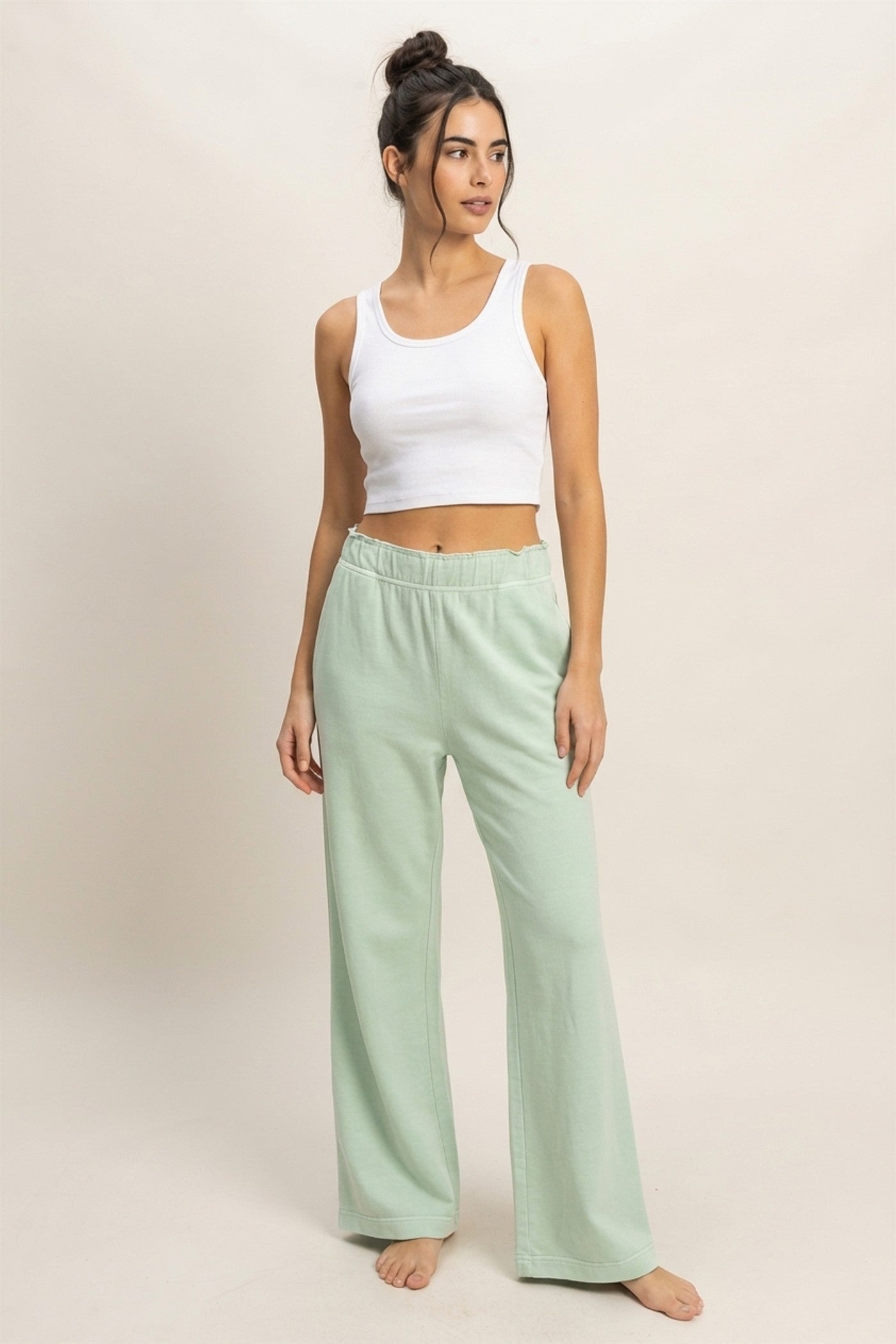 Wholesale High Waist Flare Pants Pants DZ24C346-D MINT DOUBLE ZERO