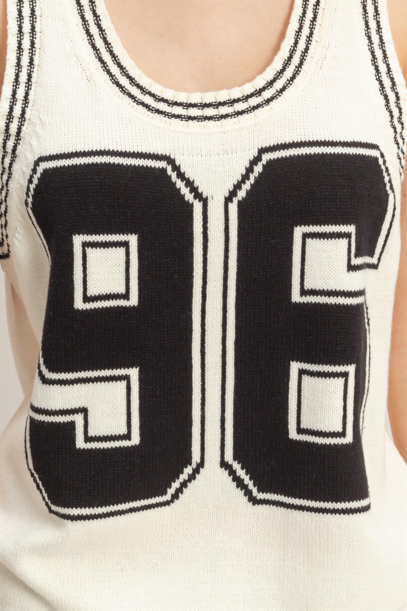 Wholesale Number Graphic Knit Tank Top Tank Tops DZ26A821 BLACK DOUBLE ZERO