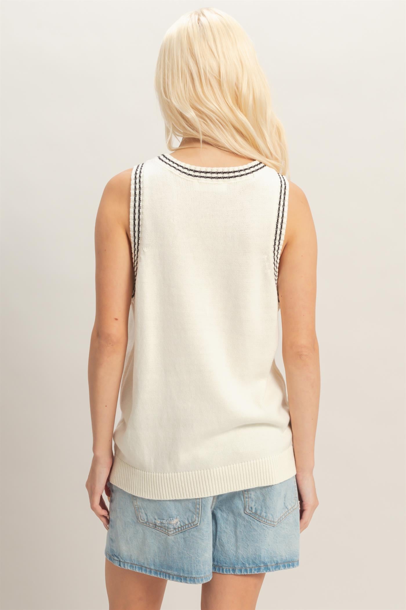 Wholesale Number Graphic Knit Tank Top Tank Tops DZ26A821 BLACK DOUBLE ZERO