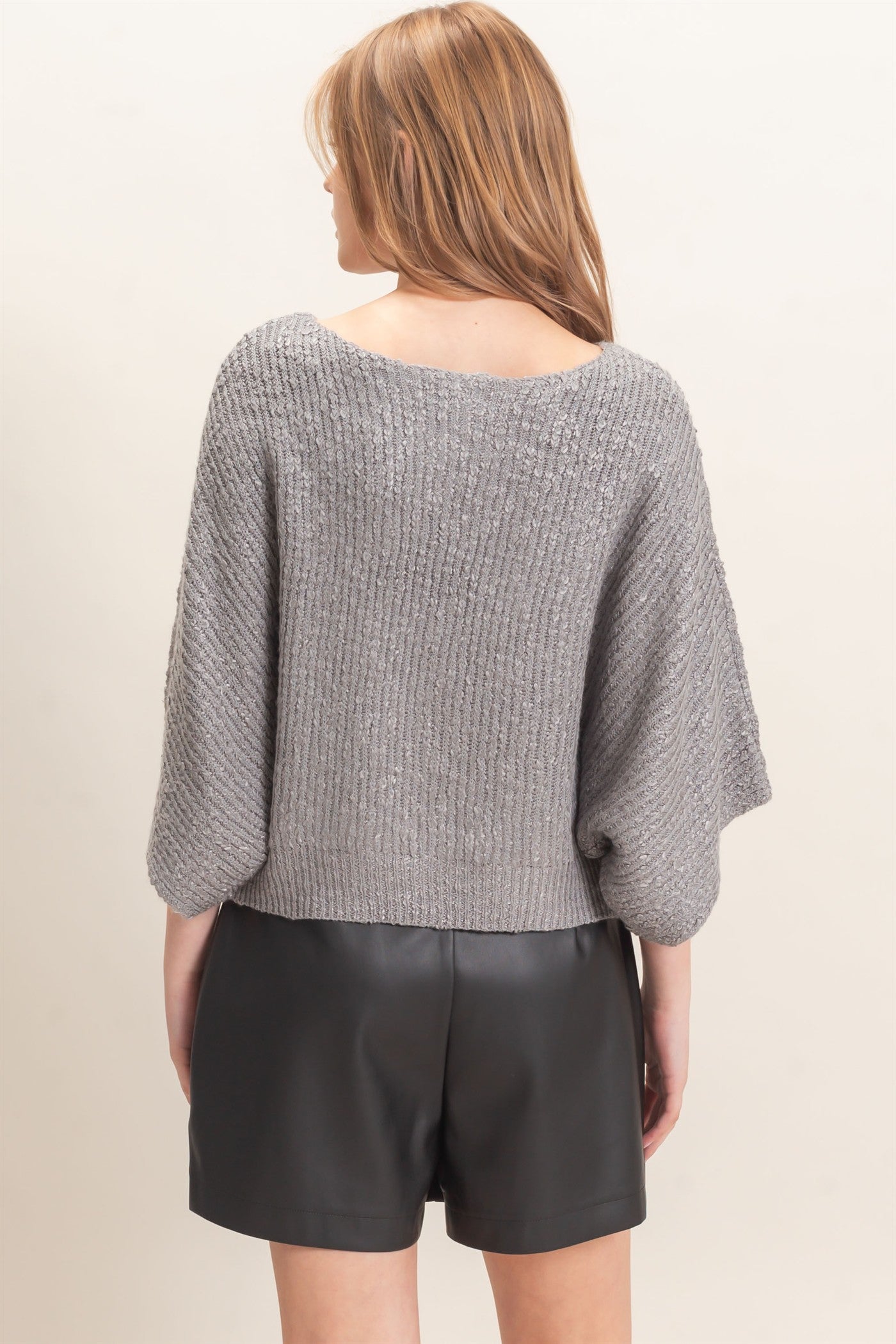 Wholesale Ribbed Boat Neck Sweater Sweaters HF26F201 HEATHER GRAY HYFVE