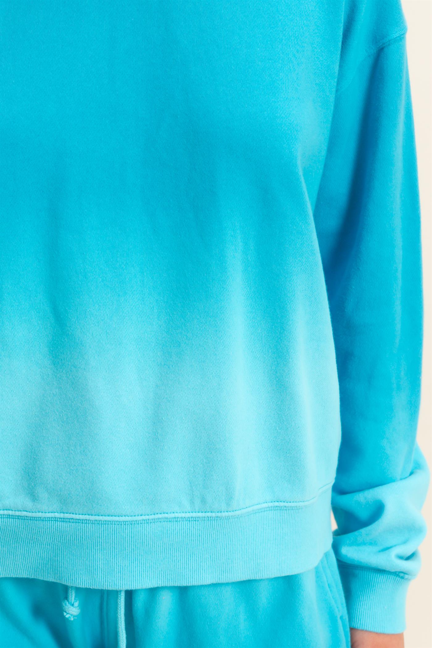 Wholesale Dip Dye Long Sleeve Sweatshirt Sweatshirts DZ25E070 AQUA BLUE DOUBLE ZERO