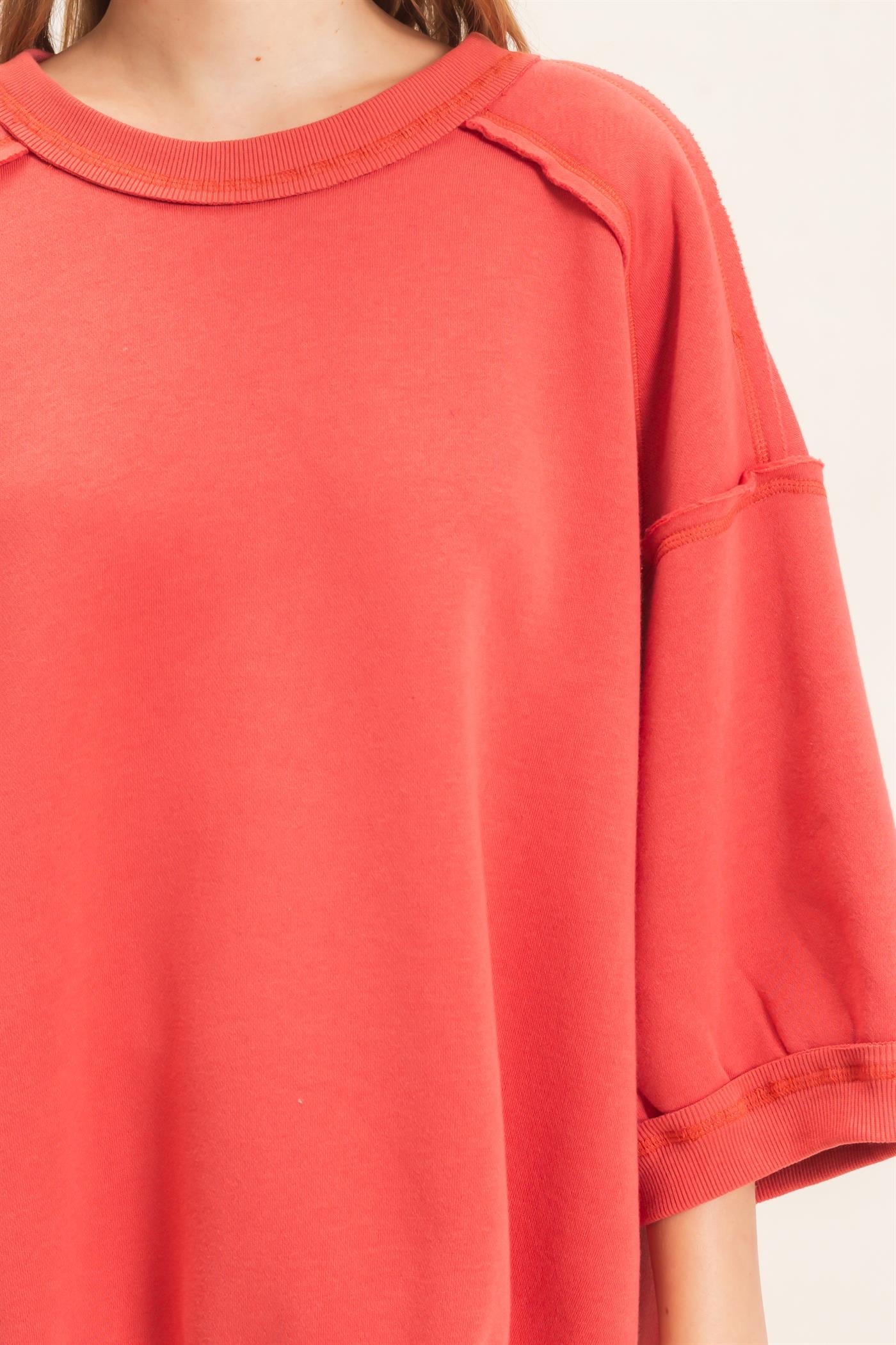 Wholesale Raglan Sleeve Oversized Sweatshirt Sweatshirts HF26E075 TOMATO HYFVE