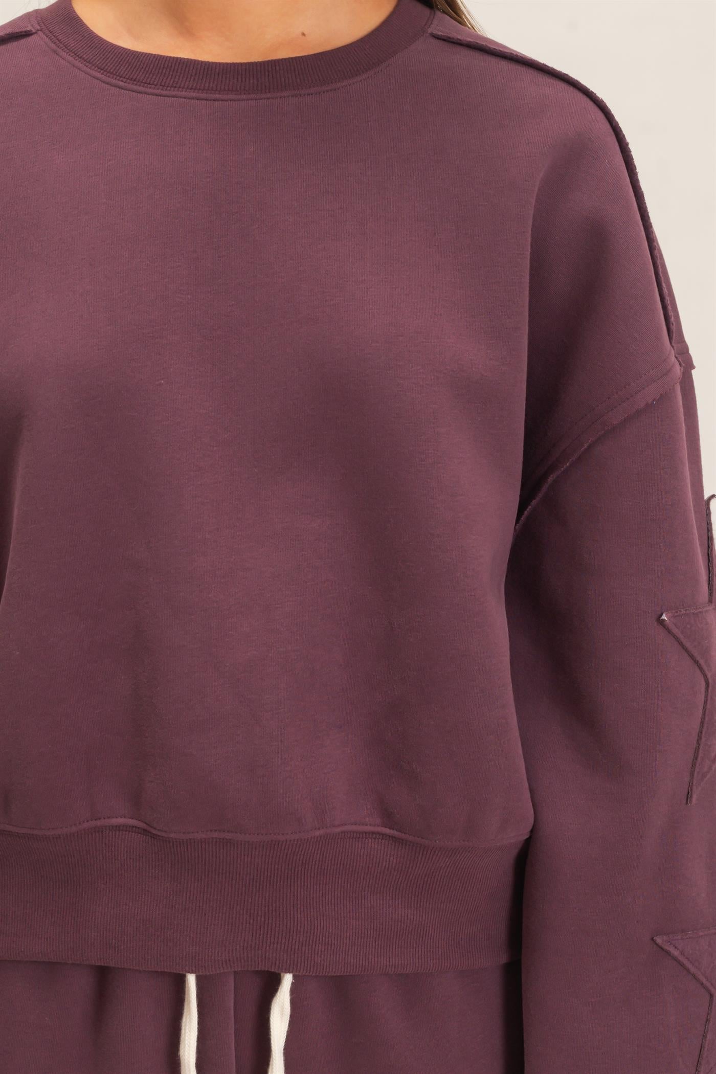 Wholesale Star Patch Sleeve Sweatshirt Sweatshirts DZ26E888 COCOA DOUBLE ZERO