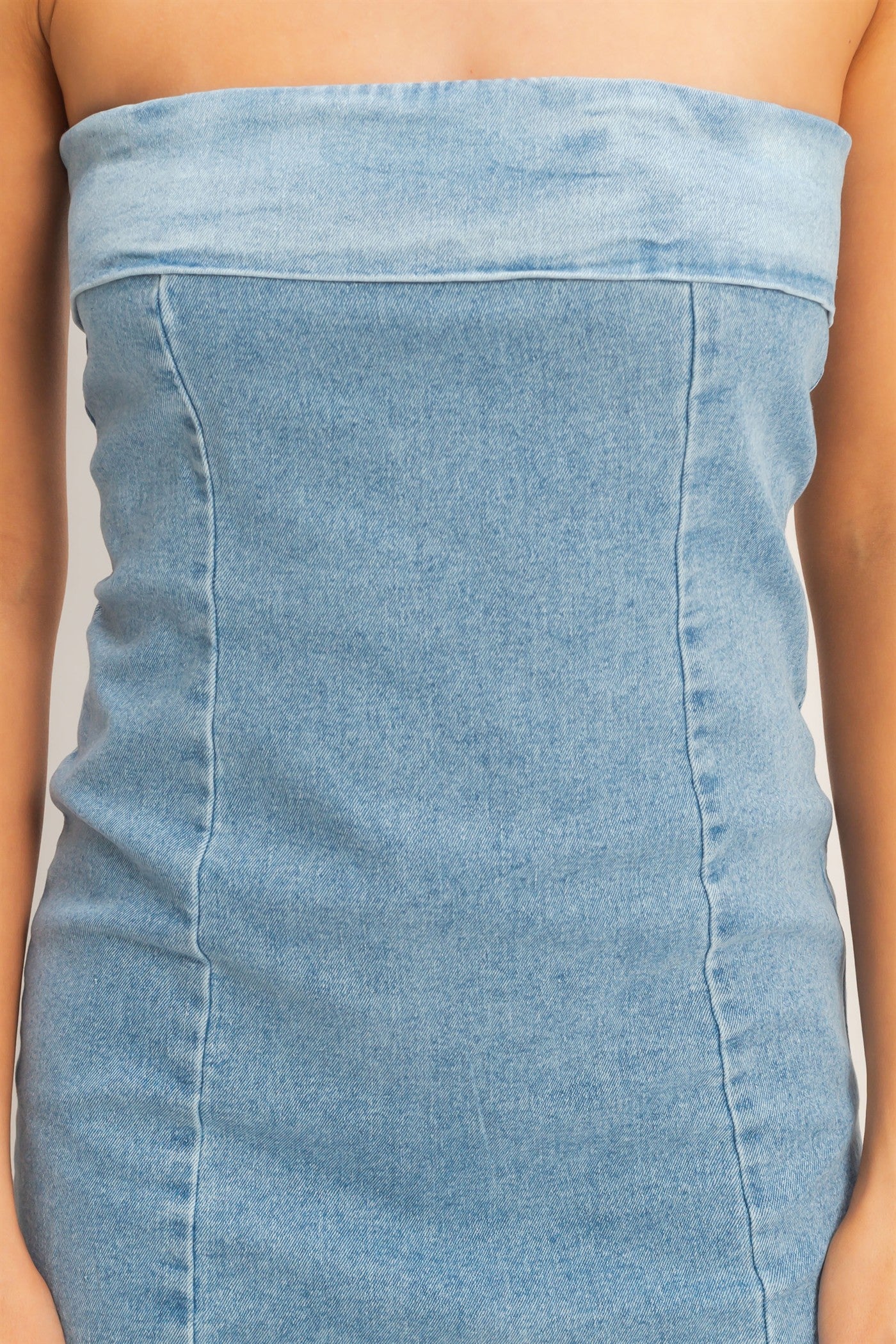 Wholesale Denim Tube Dress Dresses HF25F206 L.DENIM HYFVE