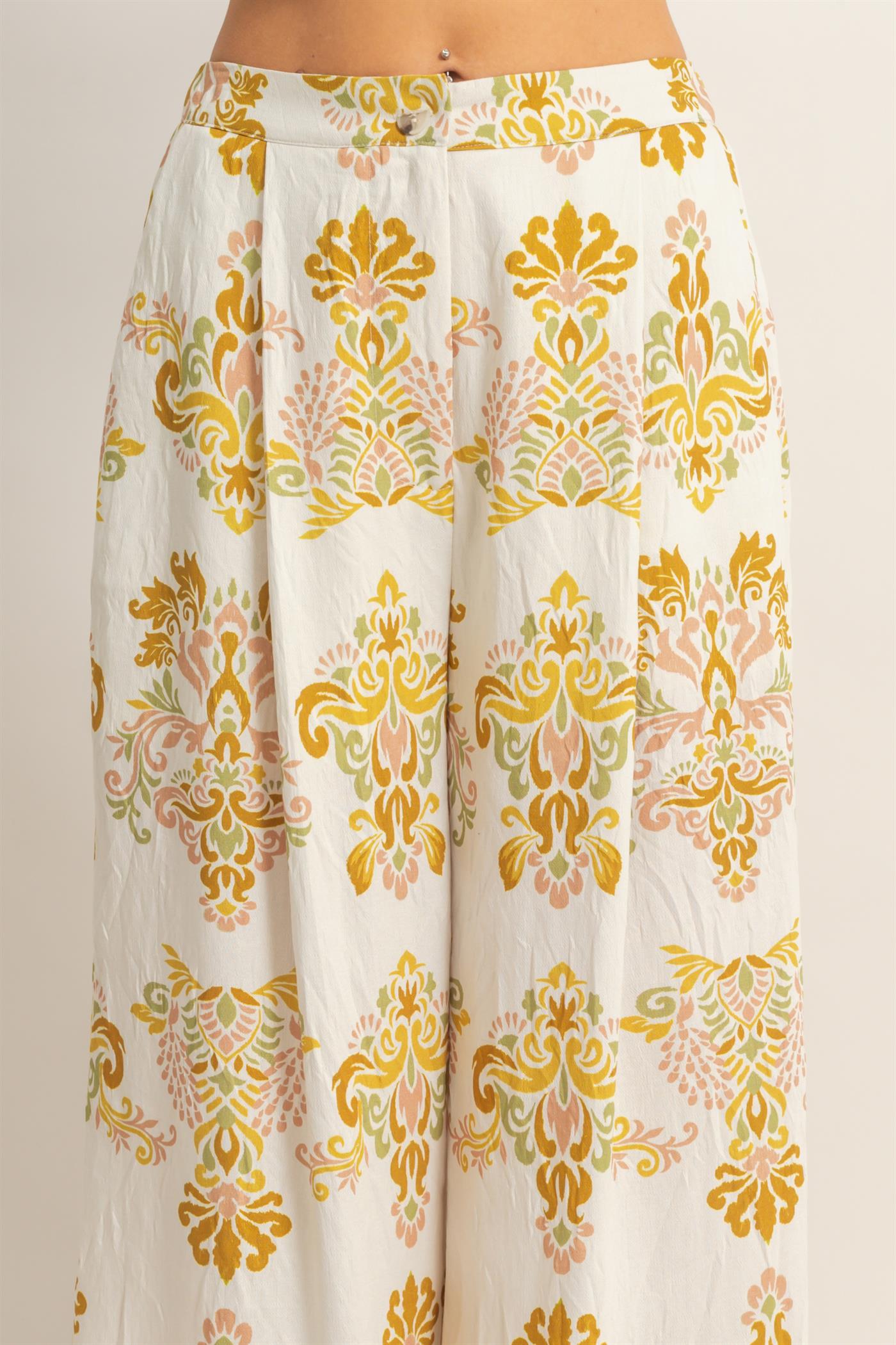 Wholesale Wide-Leg Printed Palazzo Pants Pants HF26C369-D MUSTARD HYFVE