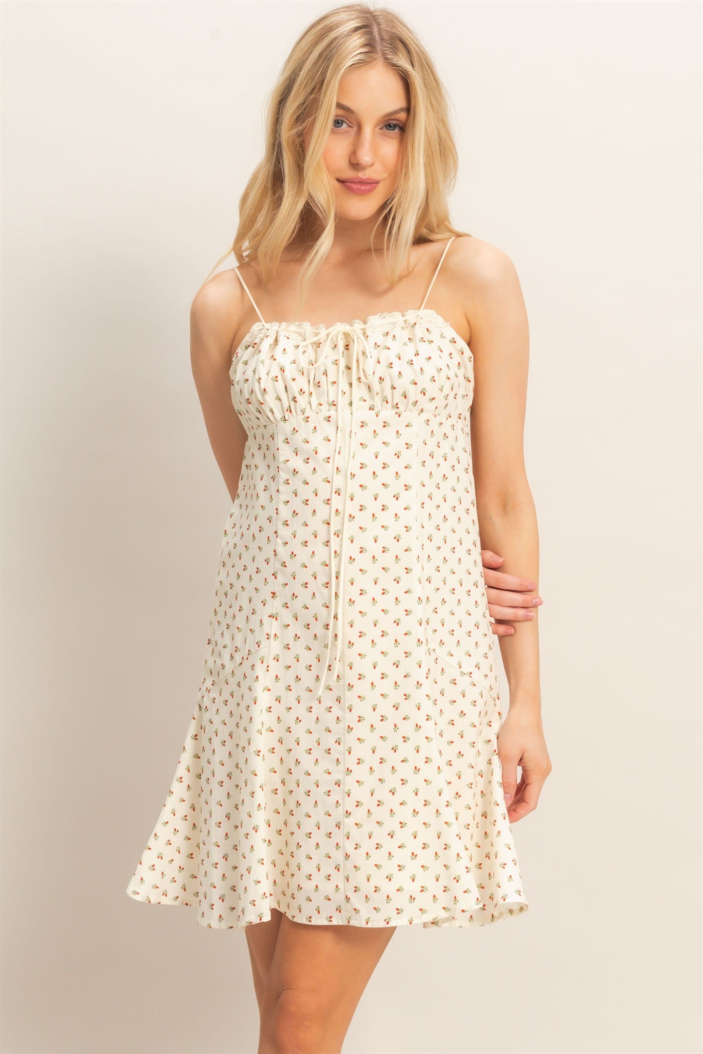 Wholesale Floral Print Mini Dress Dresses HF26C119 RED HYFVE