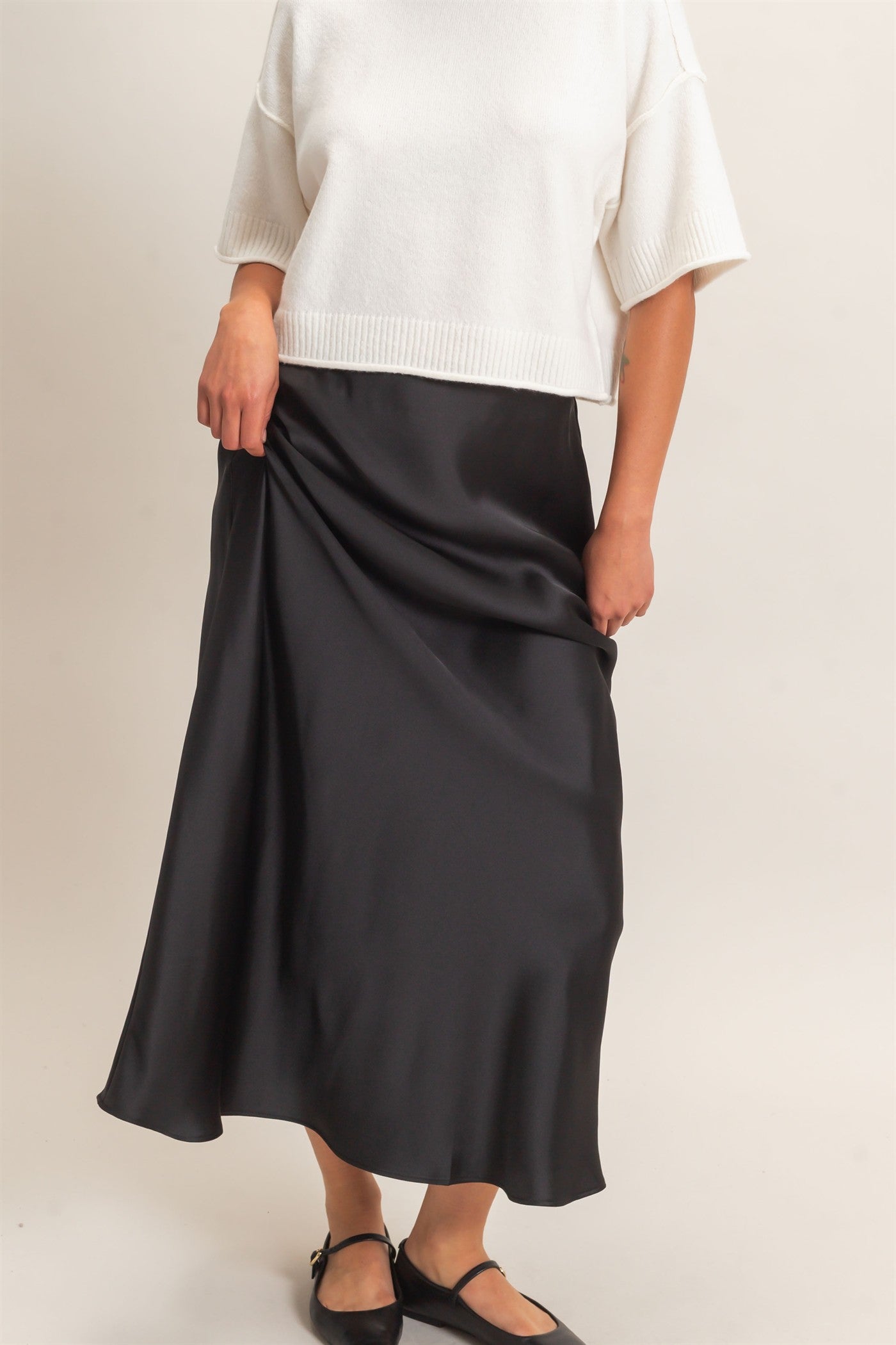 Wholesale Satin Maxi Skirt Skirts DZ26C970 BLACK DOUBLE ZERO