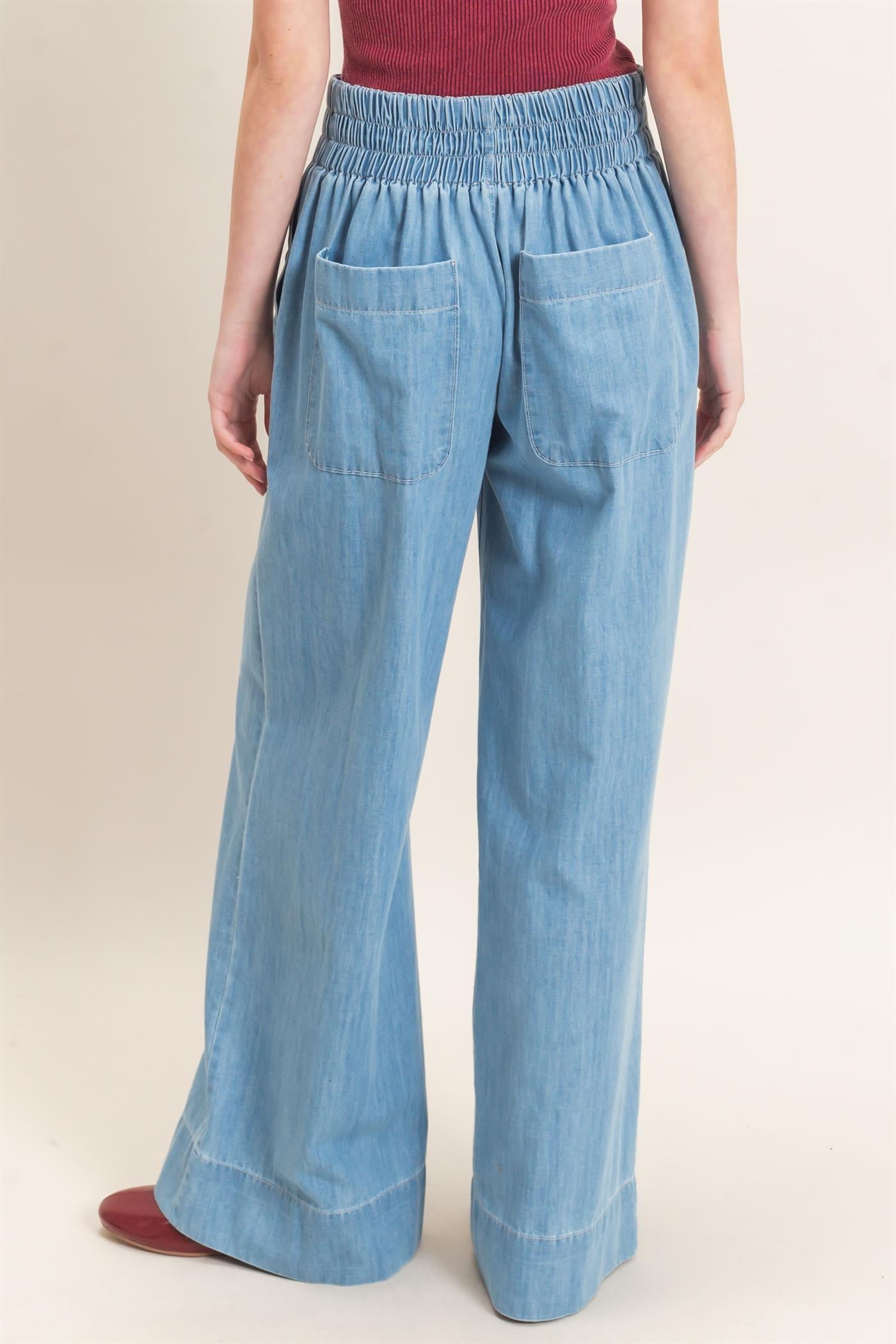 Wholesale Wide-Leg Denim Pants Pants HF26C877 LIGHT BLUE HYFVE