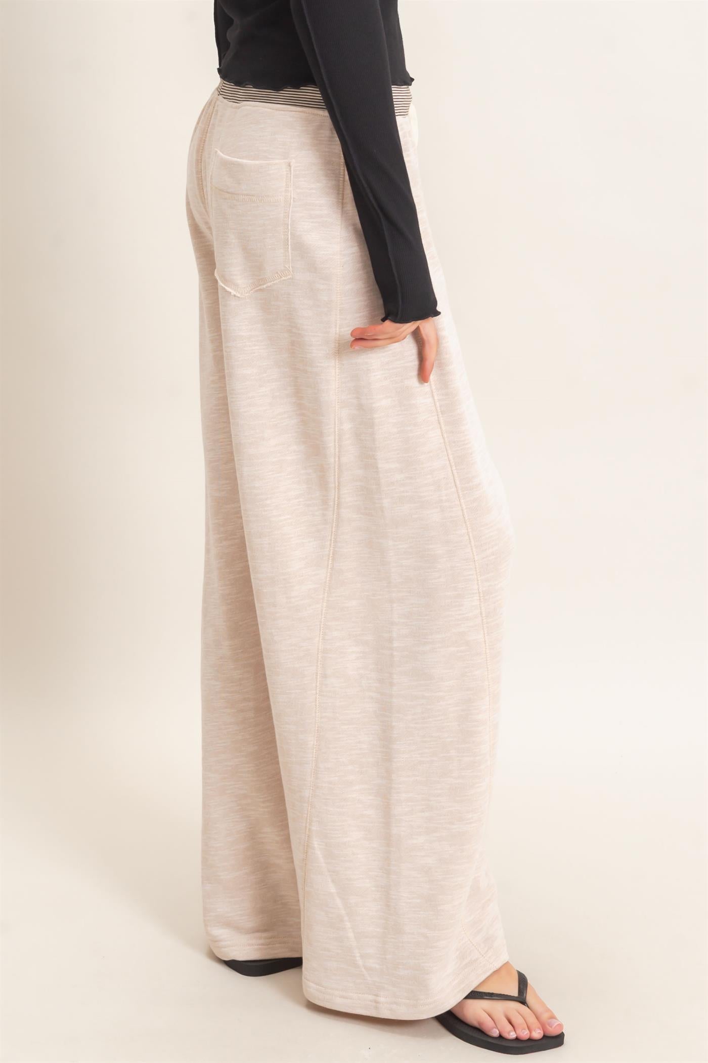 Wholesale Striped Waist Drawstring Pants Pants HF26E558 OATMEAL HYFVE